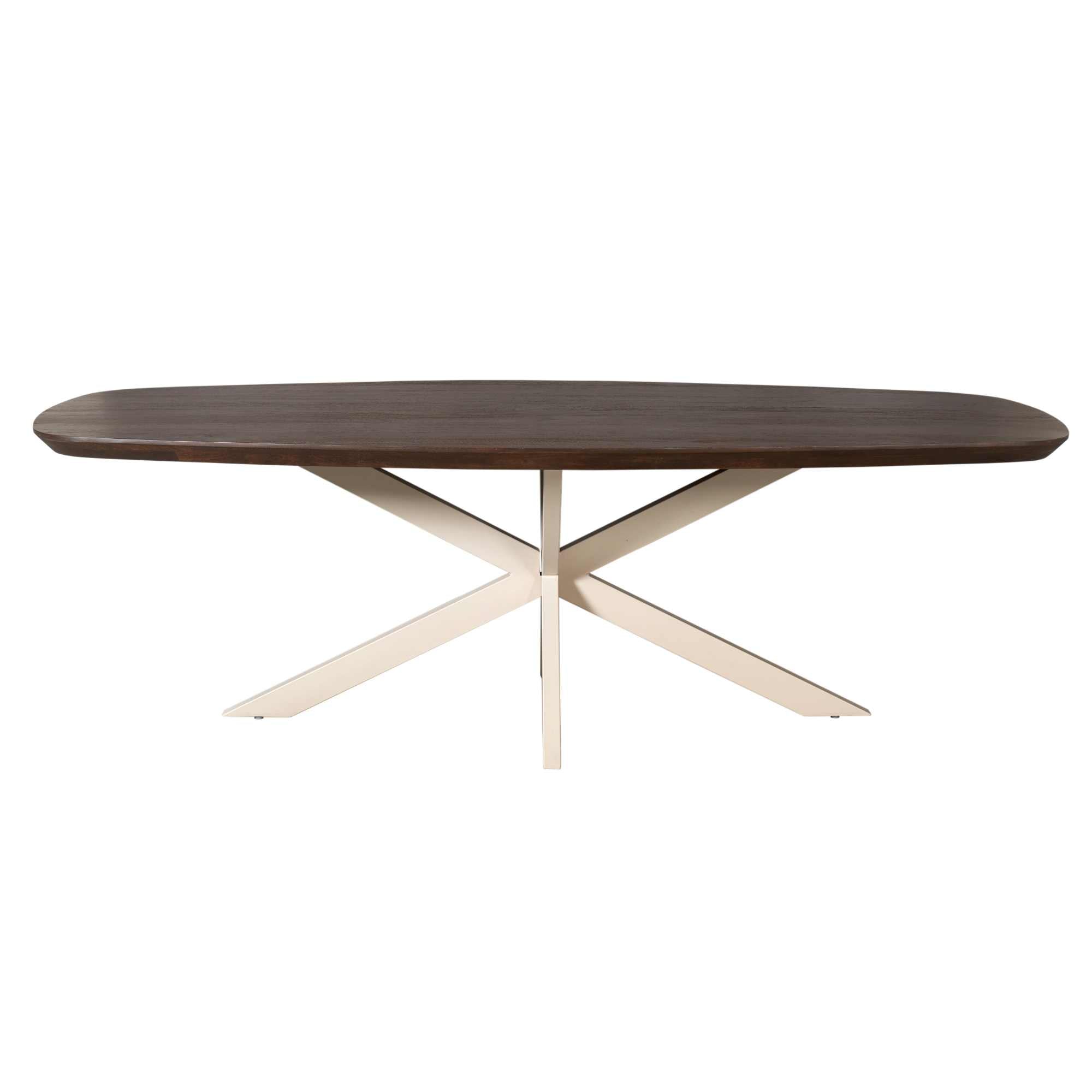 Deens ovale eettafel Madison Bruin Poot Zand Mangohout 200 cm