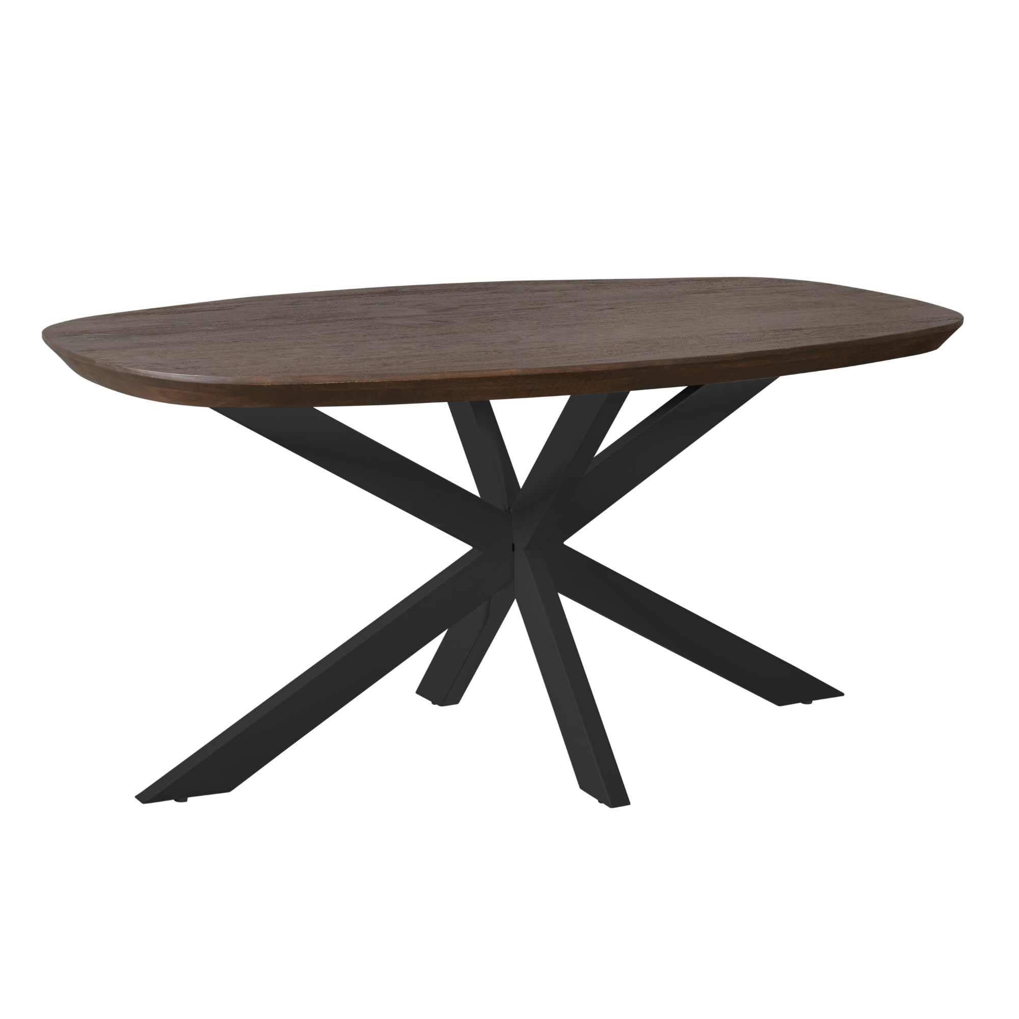 Deens ovale eettafel Madison Bruin Poot Zwart Mangohout 160 cm