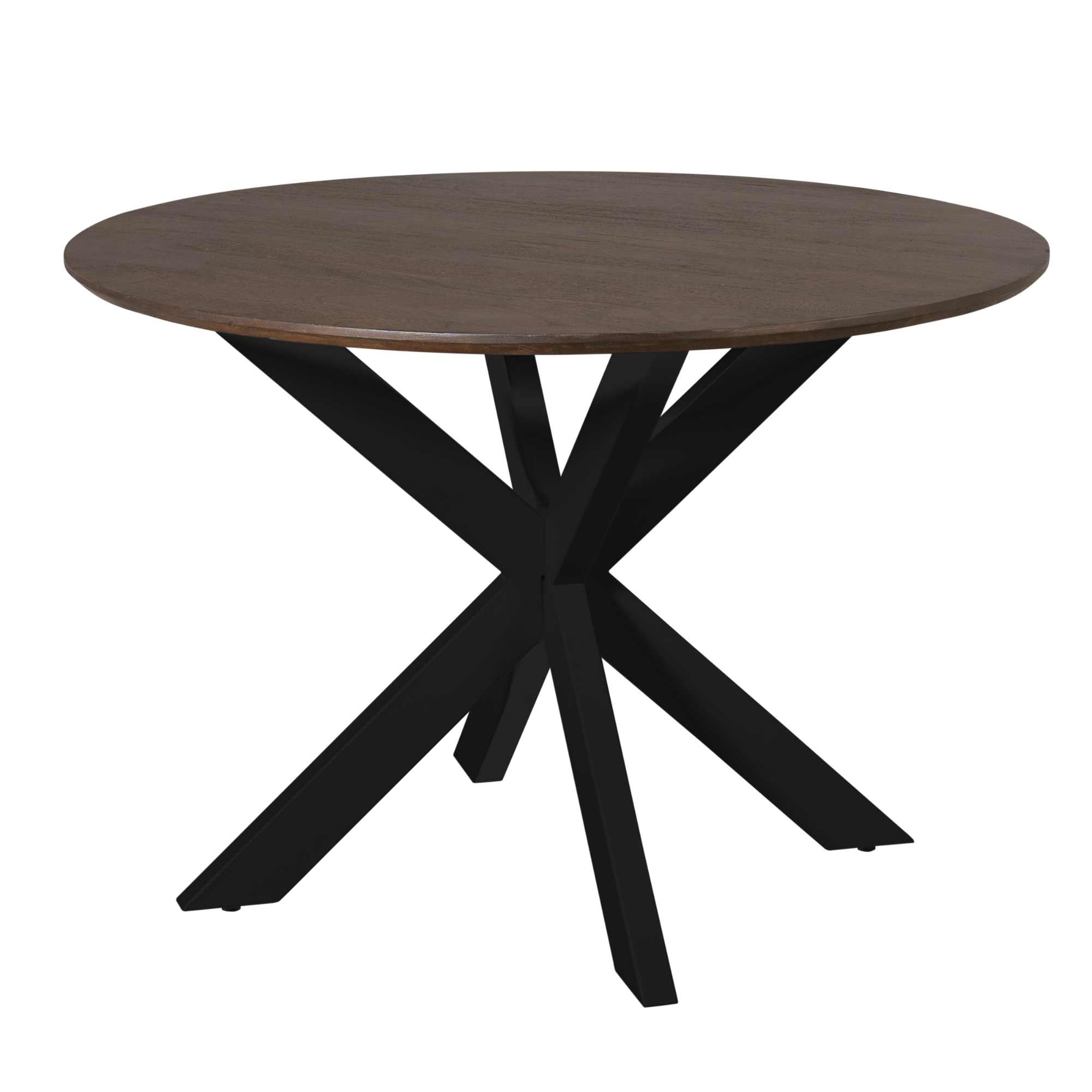 Ronde eettafel Madison Bruin Poot Zwart Mangohout 110 cm