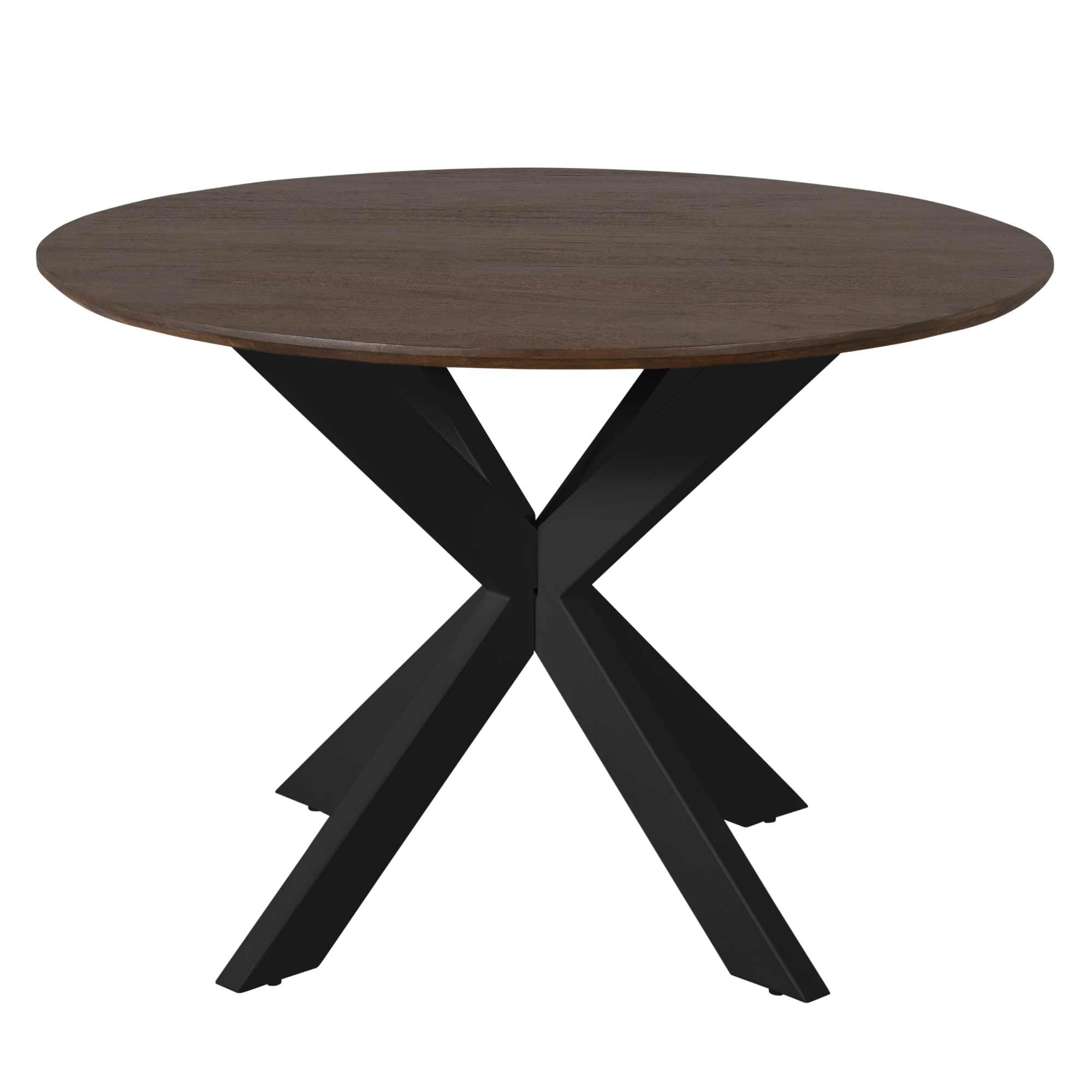 Ronde eettafel Madison Bruin Poot Zwart Mangohout 110 cm