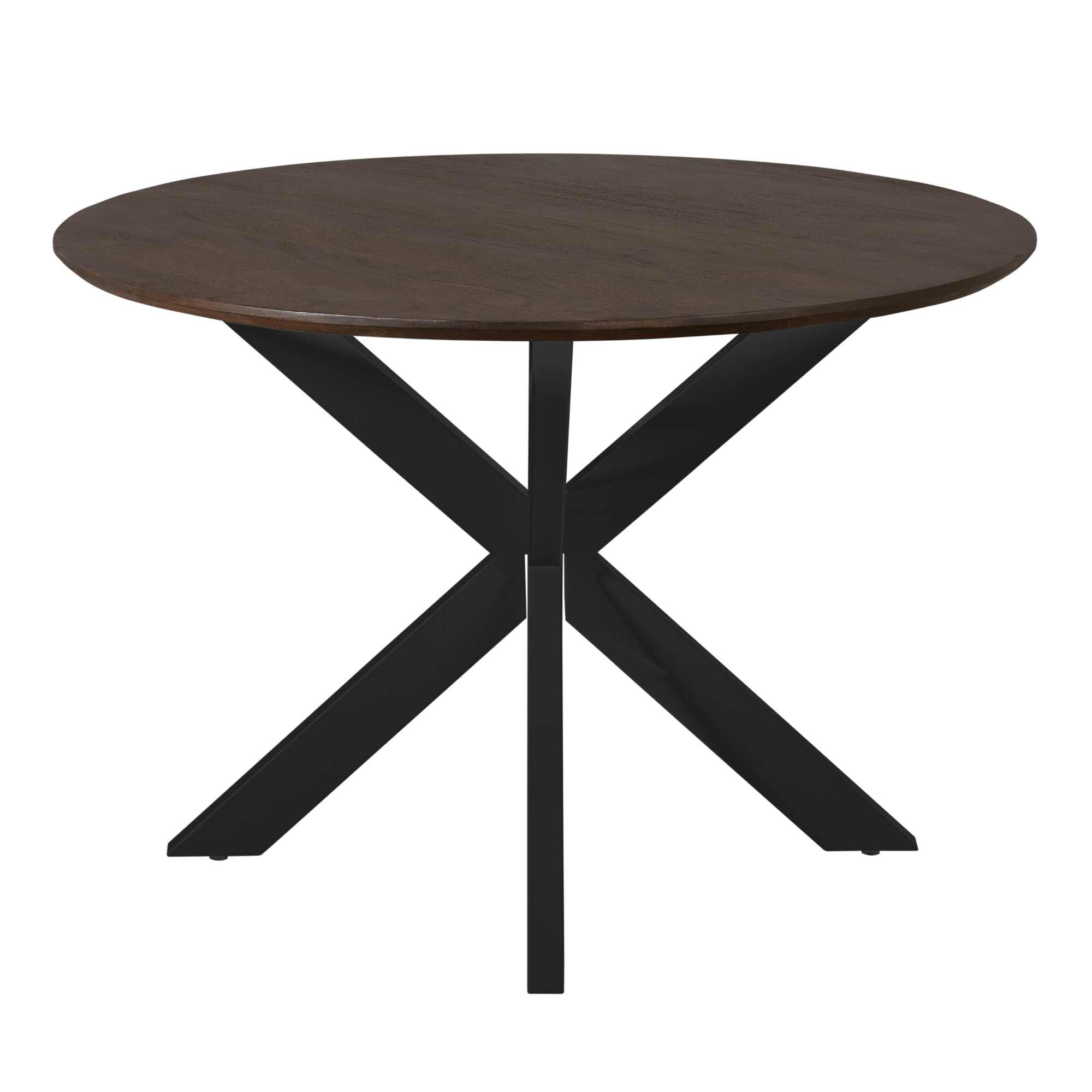 Ronde eettafel Madison Bruin Poot Zwart Mangohout 110 cm
