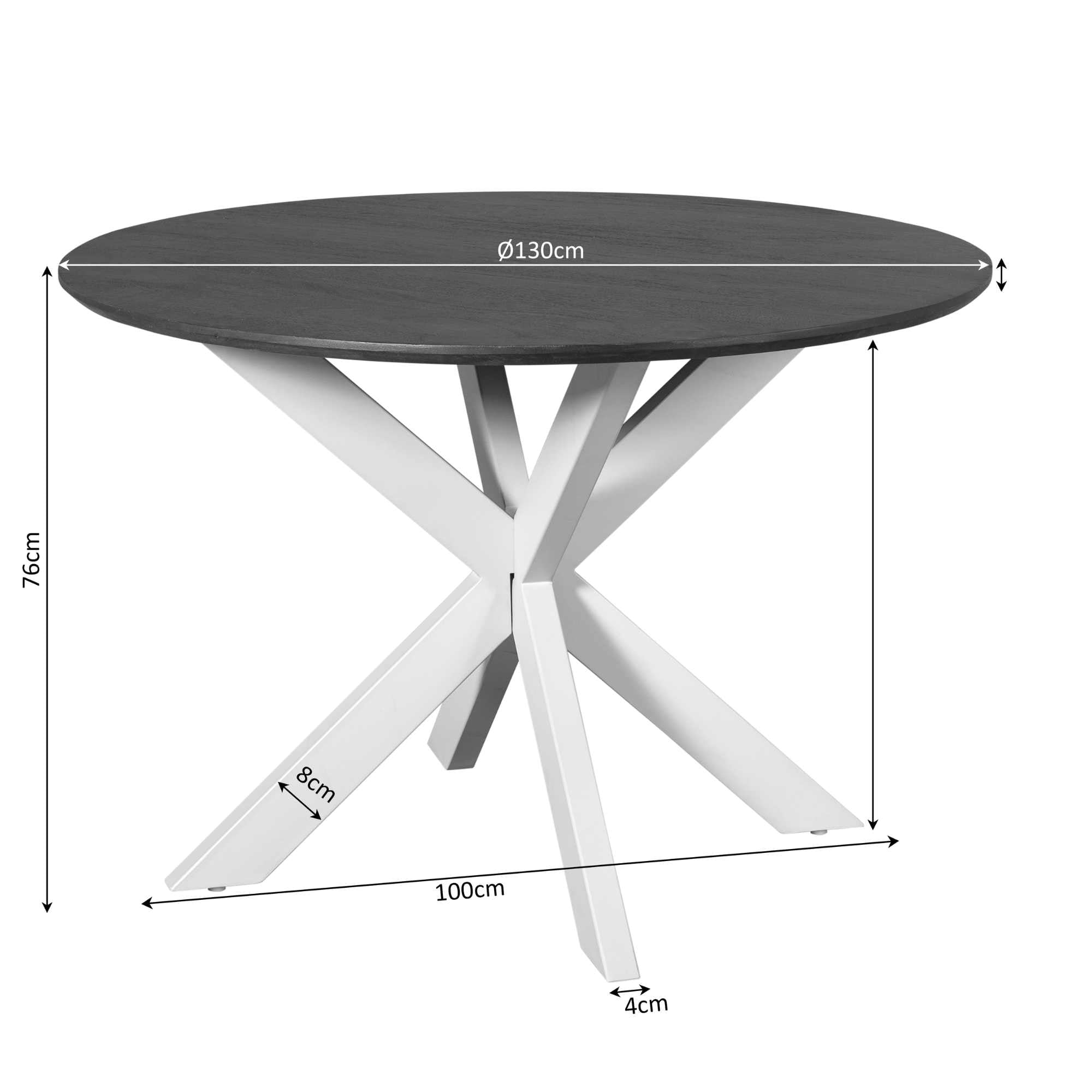Ronde eettafel Madison Bruin Poot Zwart Mangohout 130 cm