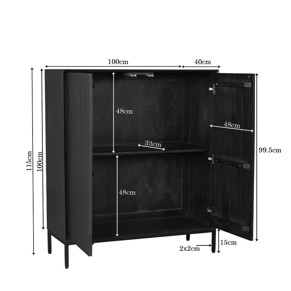 Kabinetkast Madison bruin mangohout interieur opbergruimte