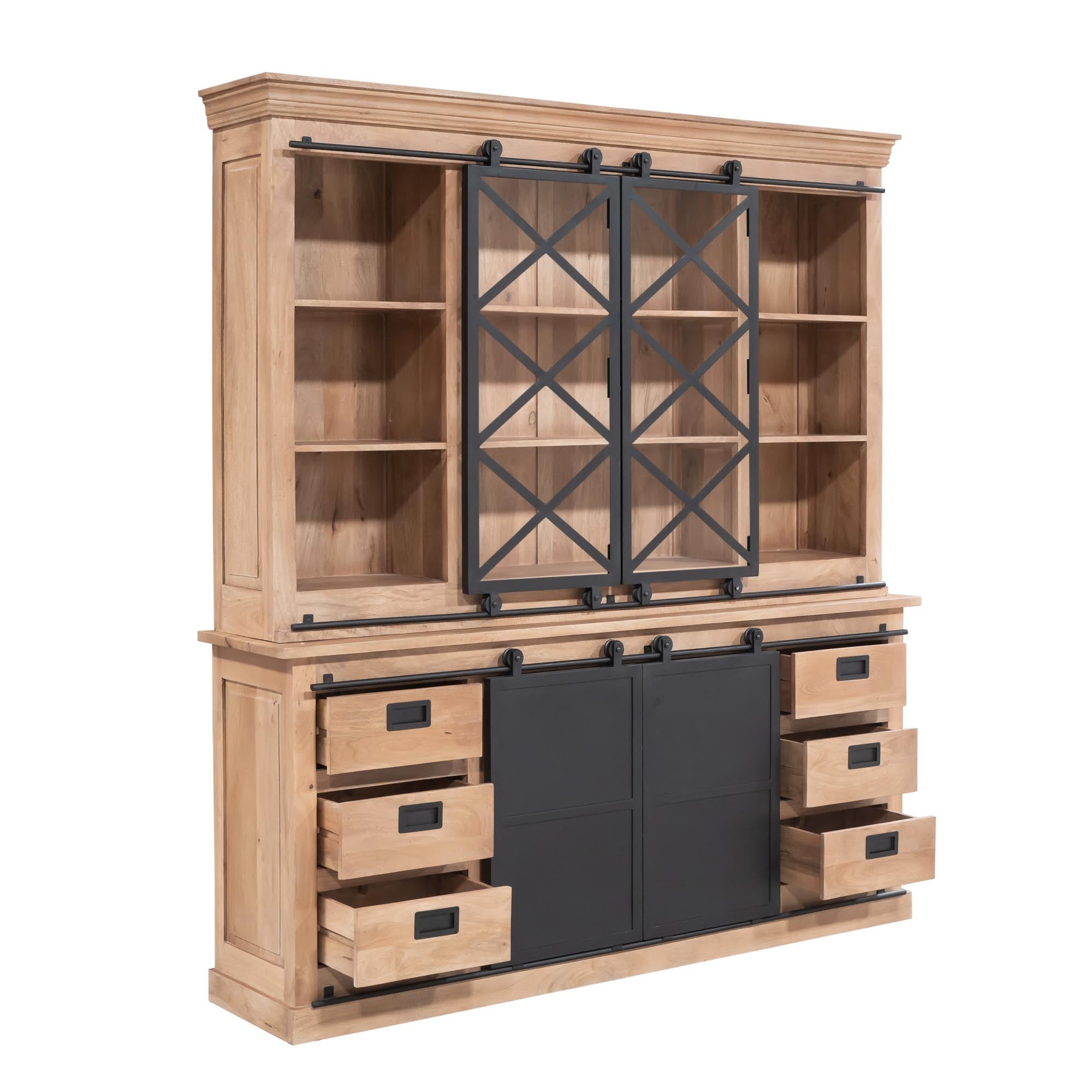 Vitrinekast Fresno Naturel Mangohout 200 cm