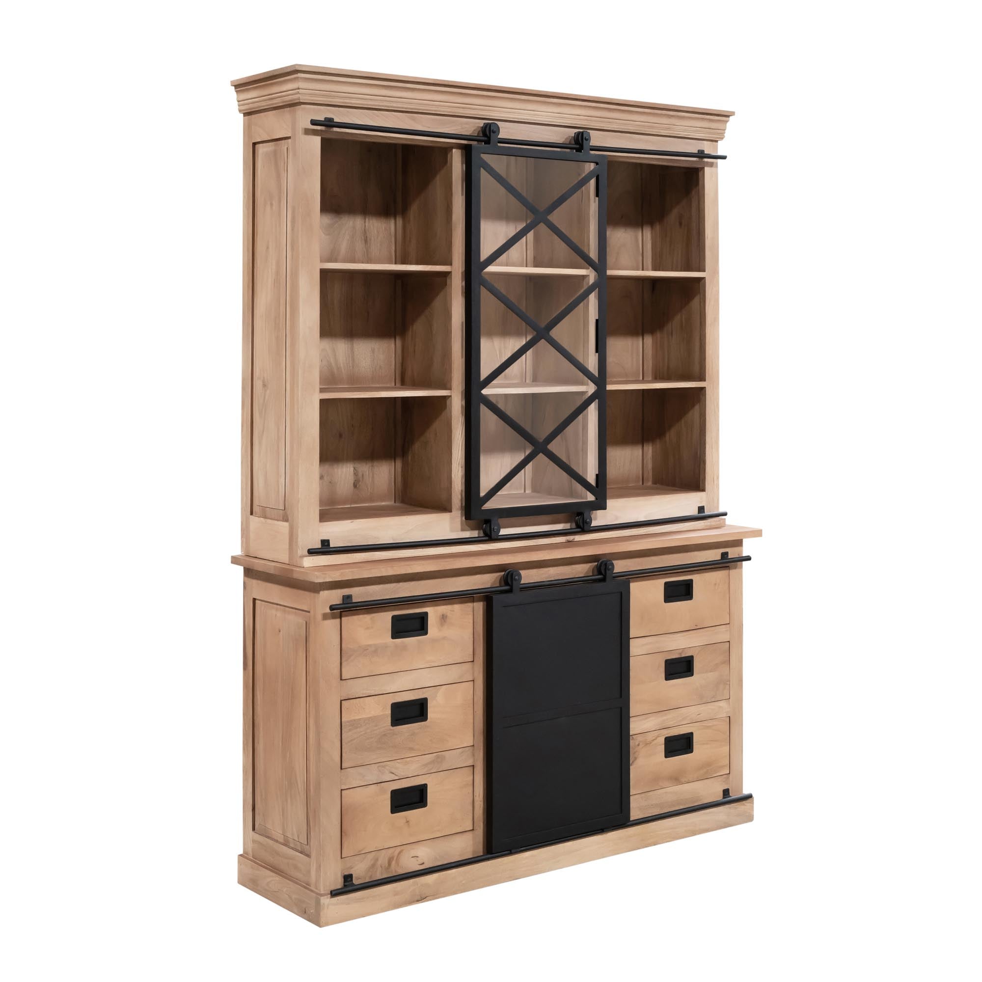 Vitrinekast Fresno Naturel Mangohout 160 cm