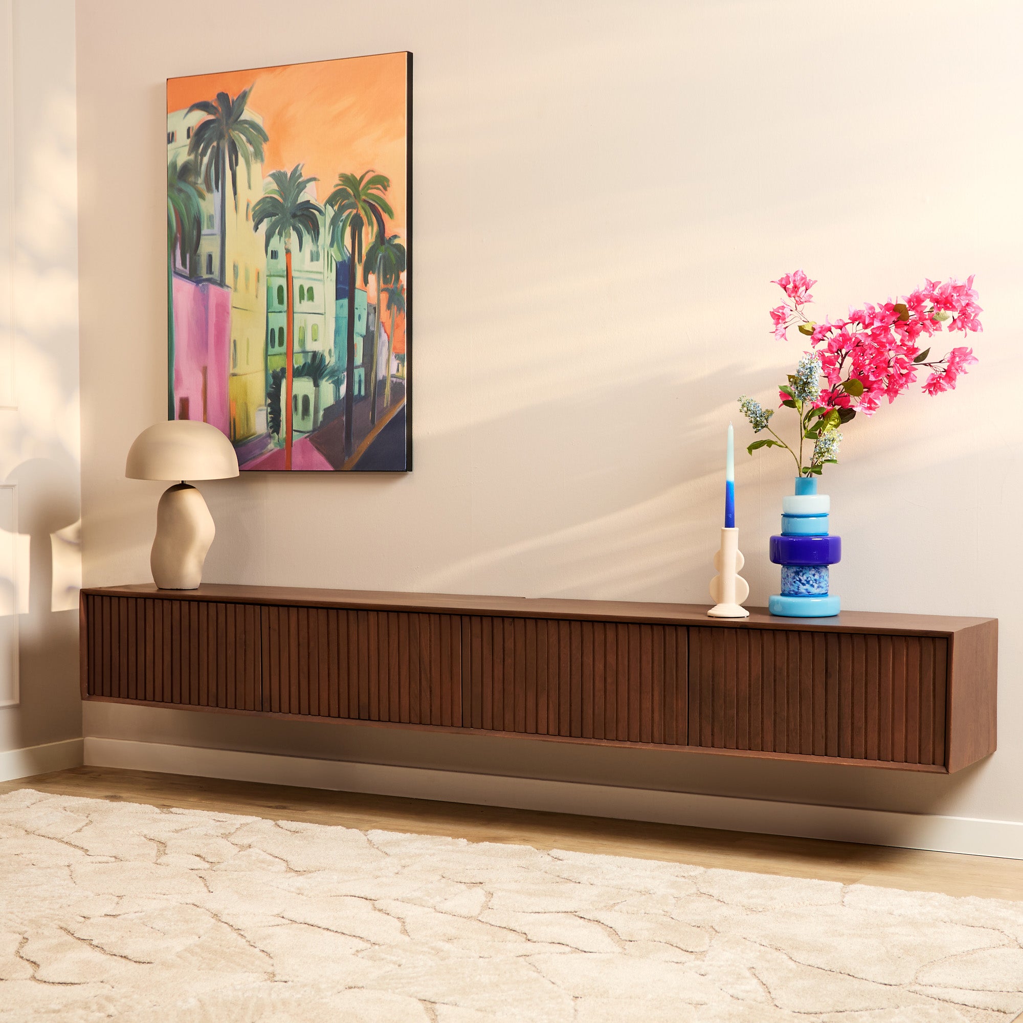 zwevend tv meubel madison walnoot 240 cm