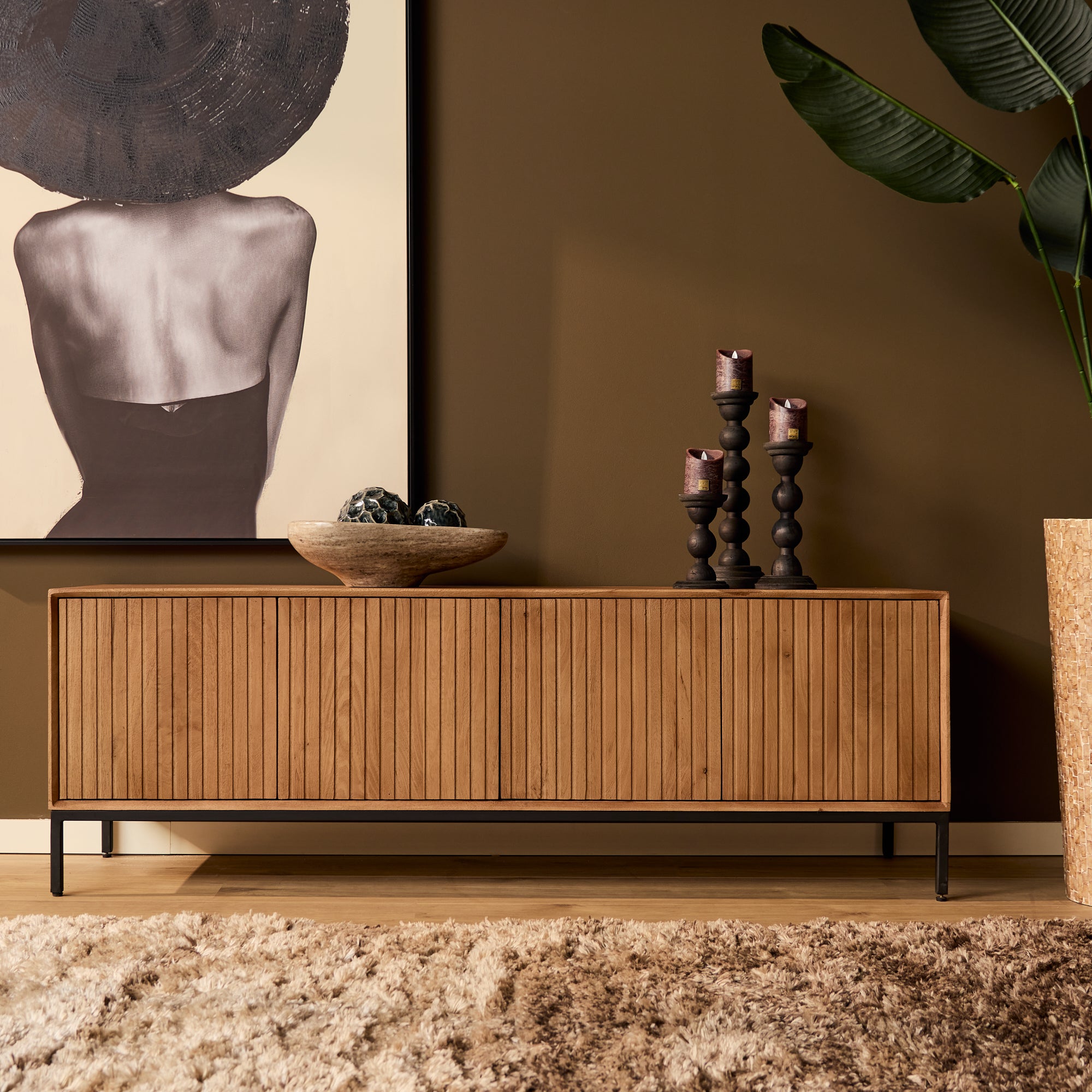 Tv meubel Madison Naturel Mangohout 165 cm