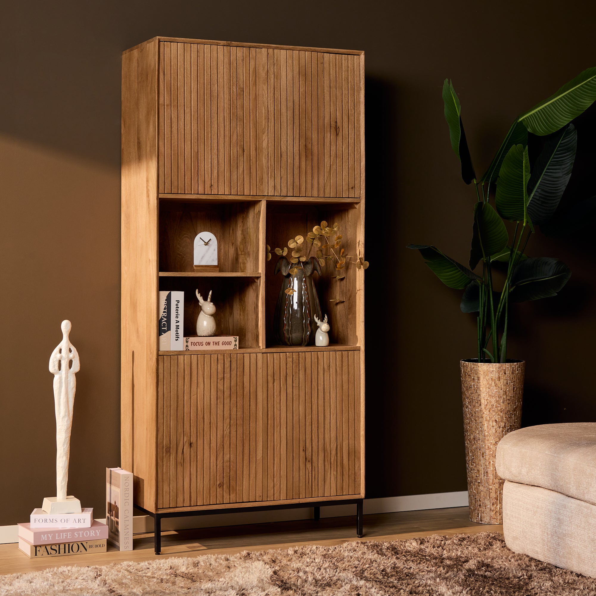 Vakkenkast Madison Naturel Mangohout 90 cm