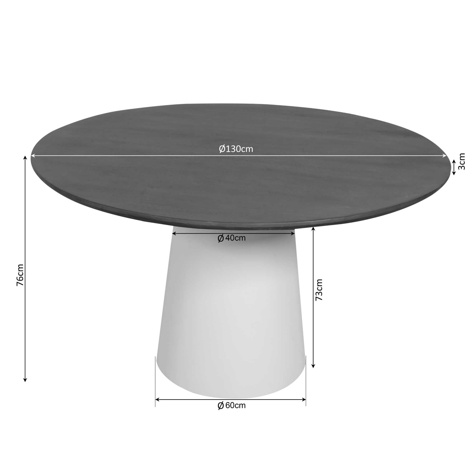 Ronde eettafel Madison kolom poot Naturel Mangohout 130 cm