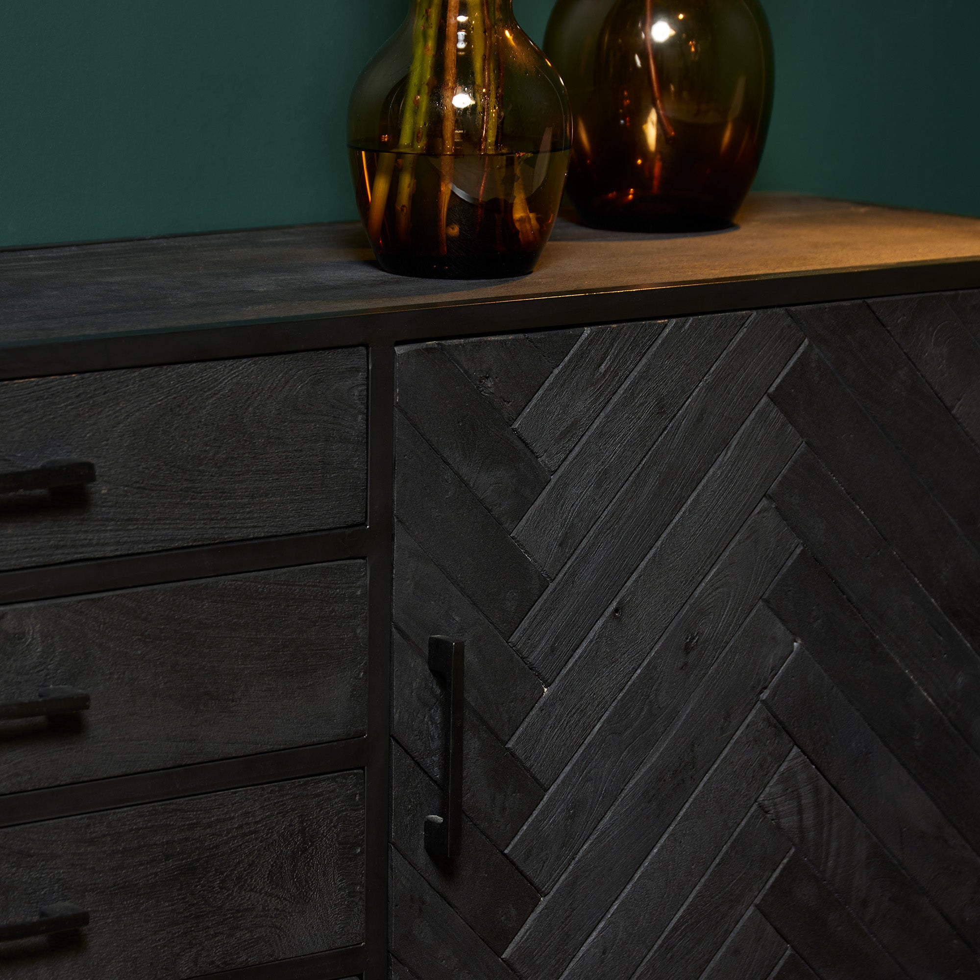 Dressoir New York Zwart Mangohout 210 cm - foto 2