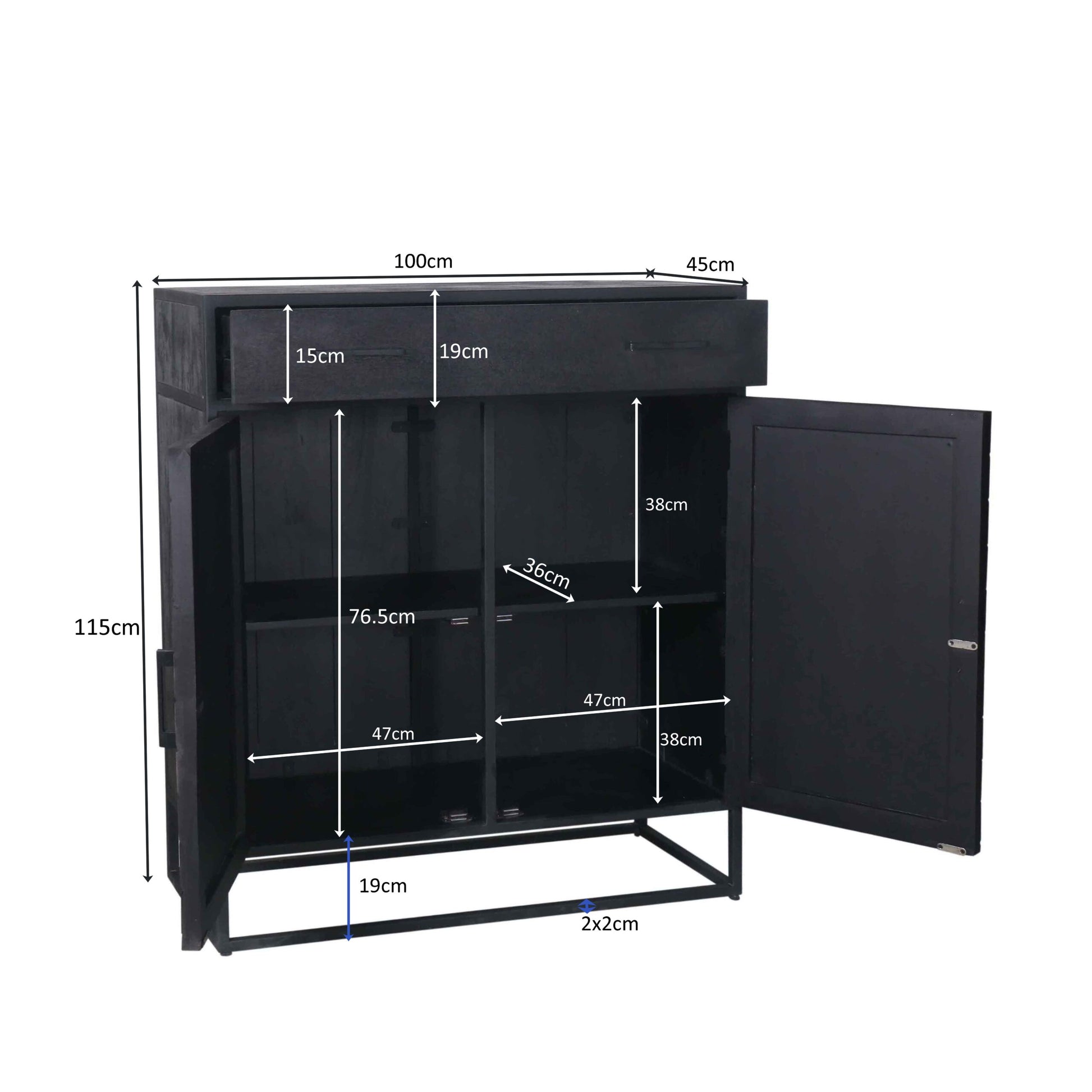 Kabinet New York Zwart Mangohout 100 cm - foto 10