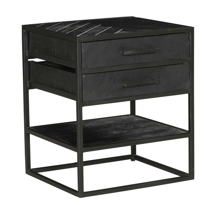 Nachtkastje New York Zwart Mangohout 45 cm