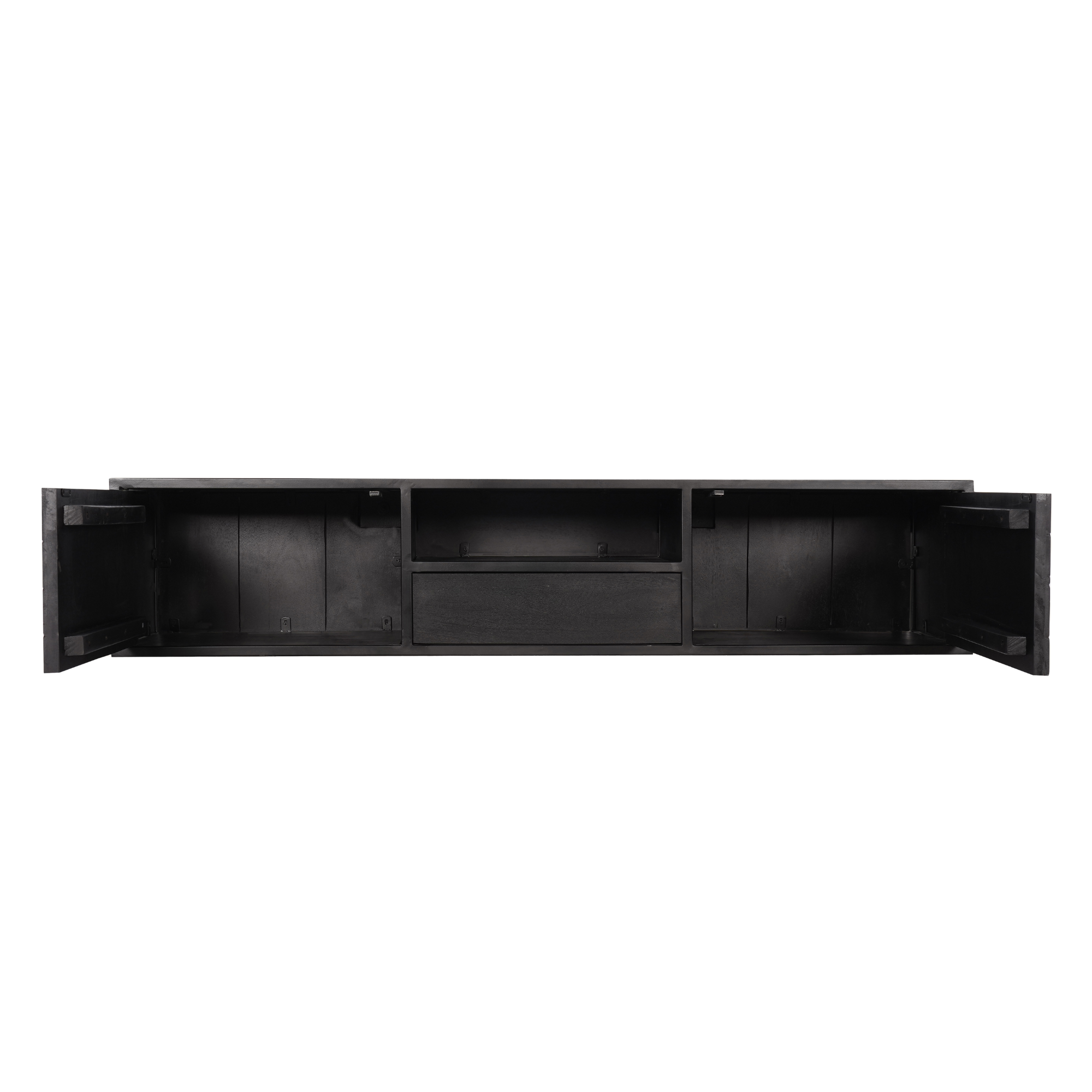 Zwevend tv meubel New York Zwart Mangohout 160 cm