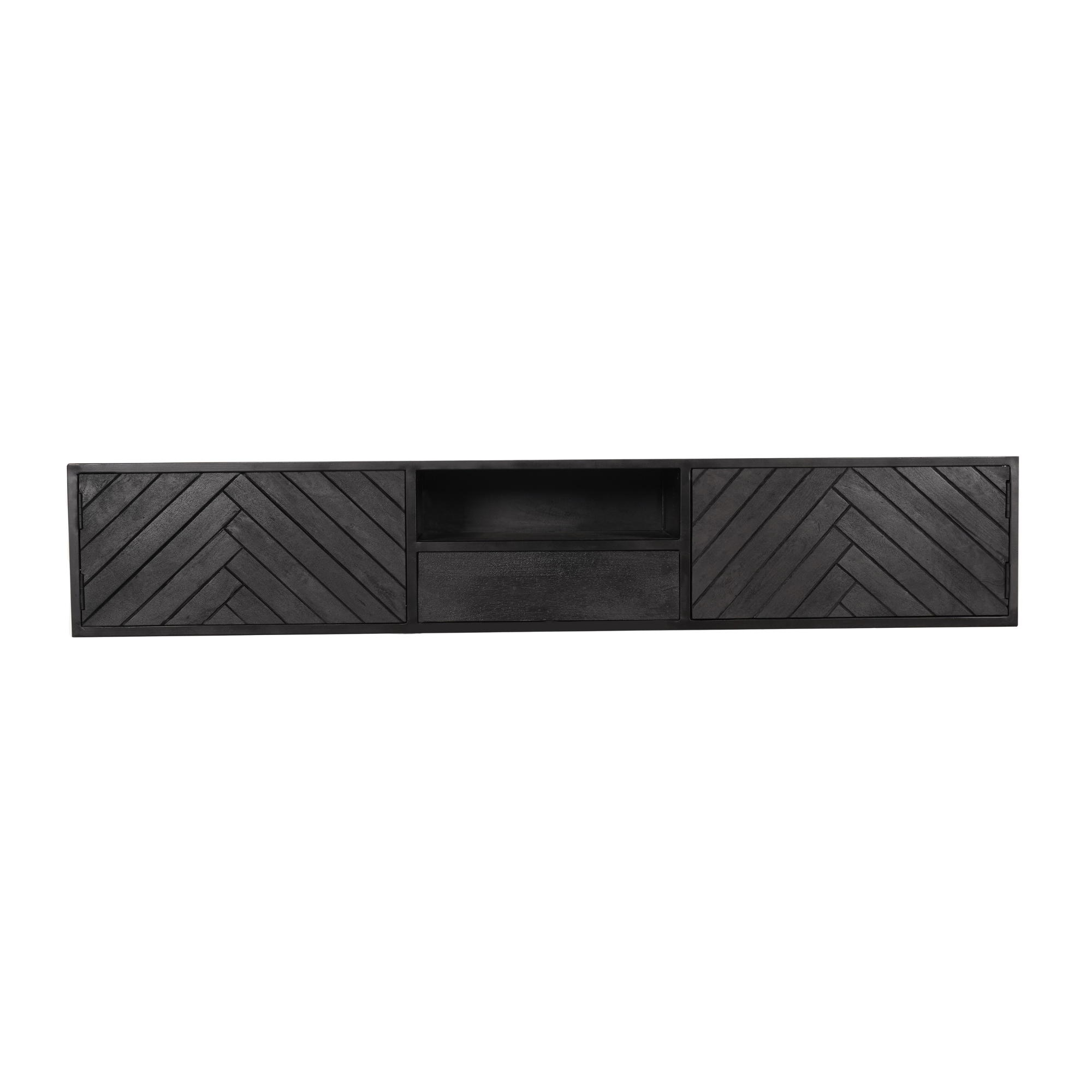 Zwevend tv meubel New York Zwart Mangohout 180 cm
