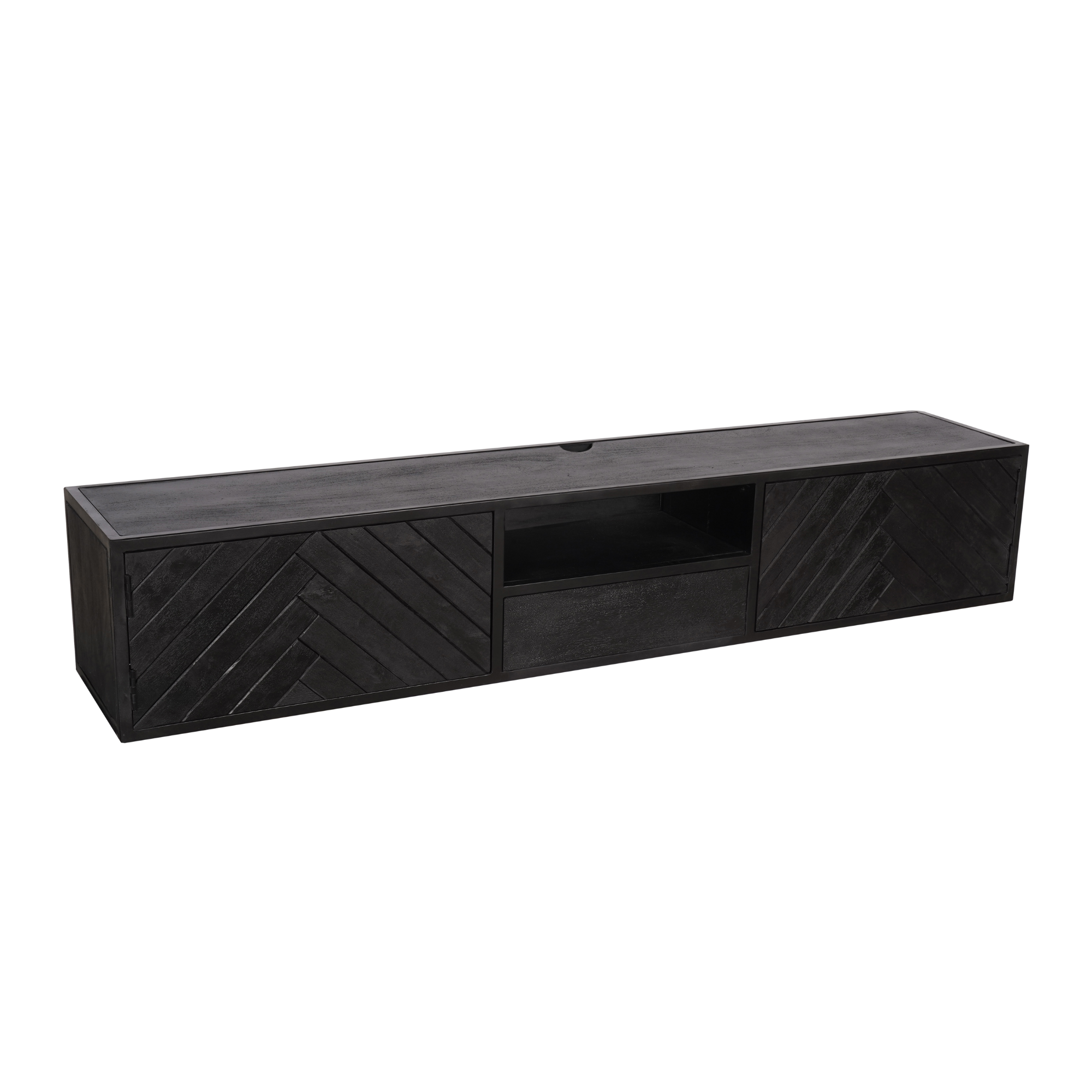 Zwevend tv meubel New York Zwart Mangohout 180 cm