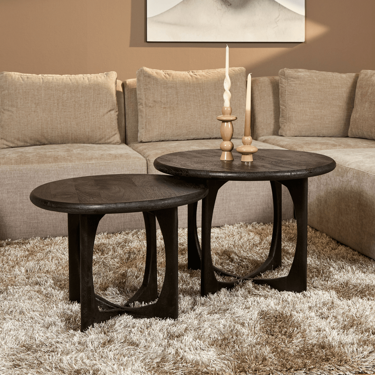 Ronde salontafel Milou Zwart Mangohout 70 cm