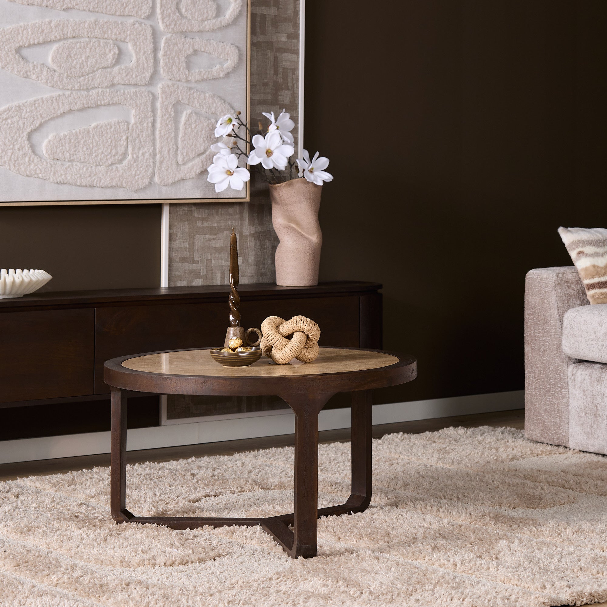Salontafel Morris Bruin Travertin 75 cm