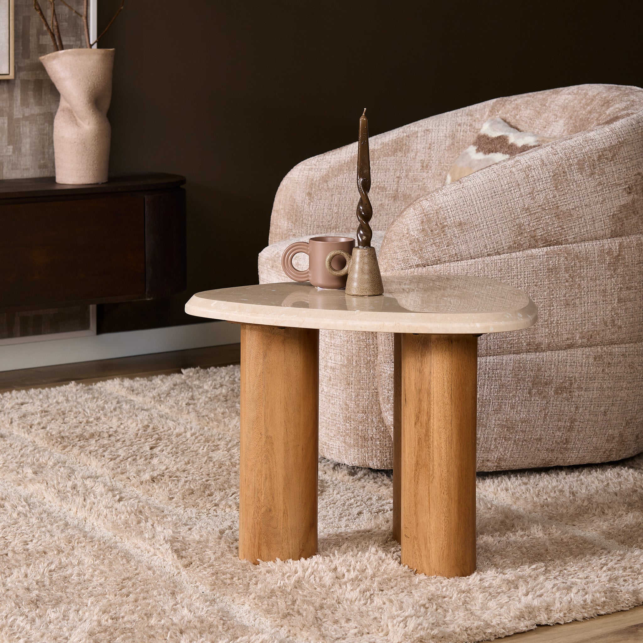 Bijzettafel Nuv�� Naturel Botticino marmer 60 cm