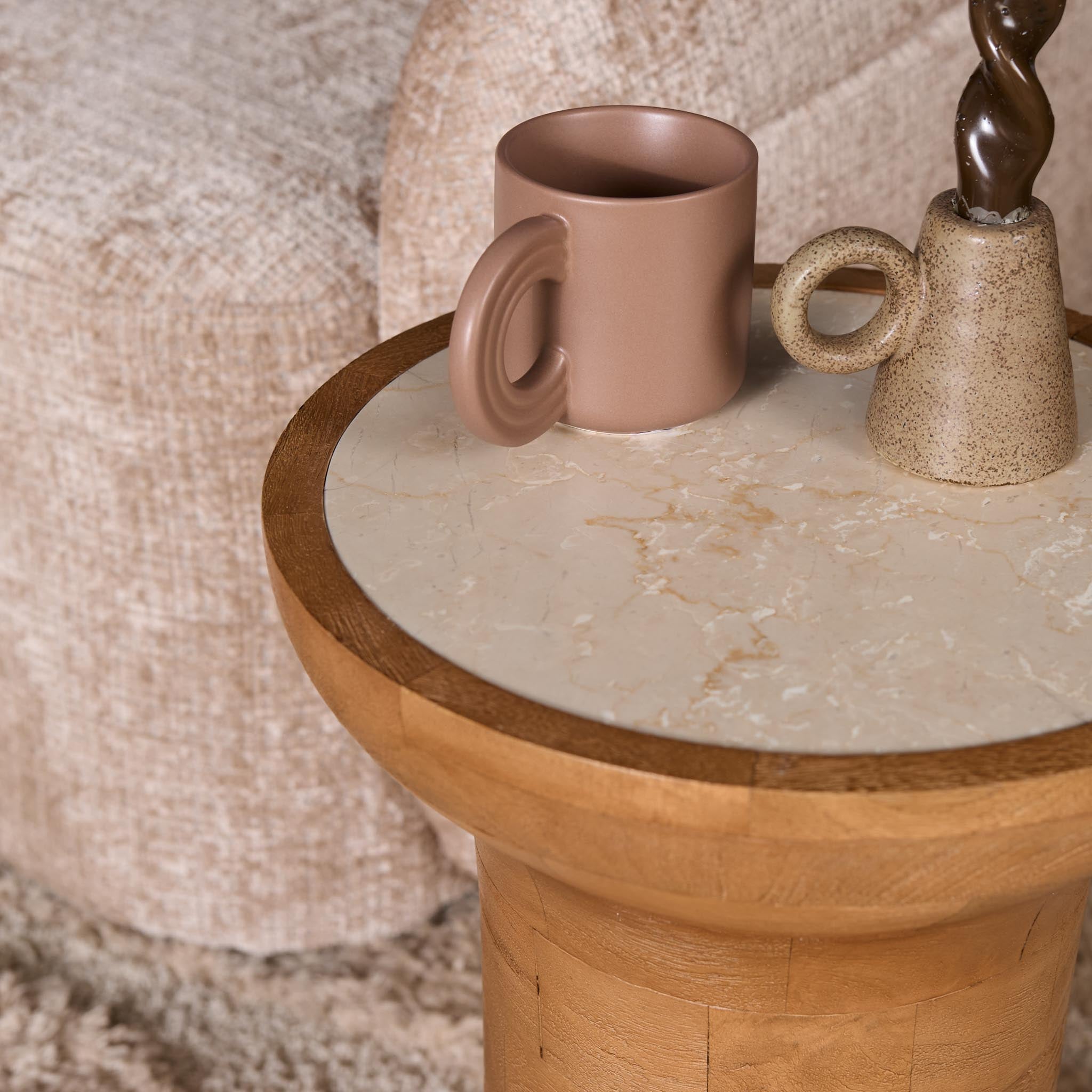 Bijzettafel Zo�� Naturel Travertin 33 cm
