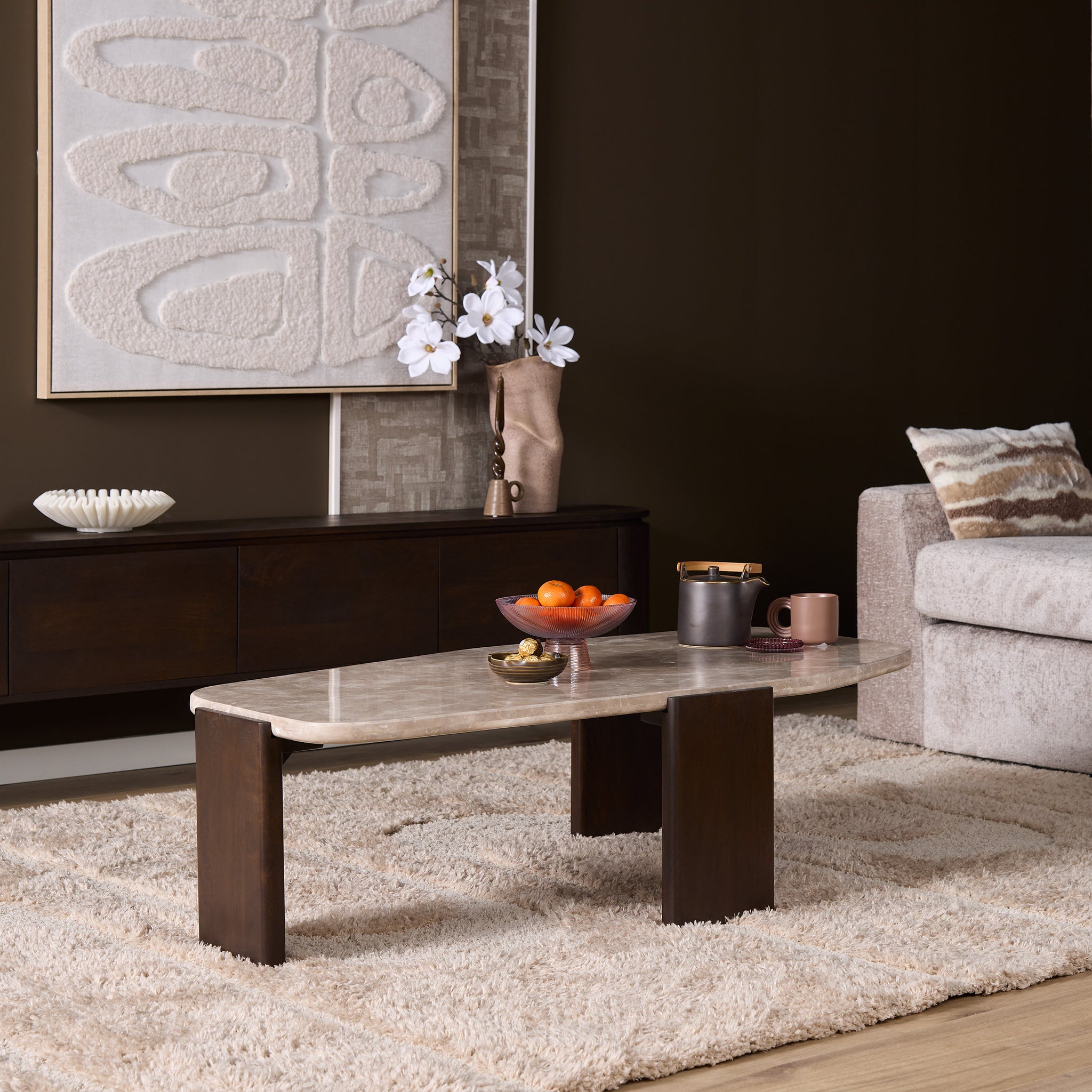 Salontafel Silva Bruin Marmer 130 cm