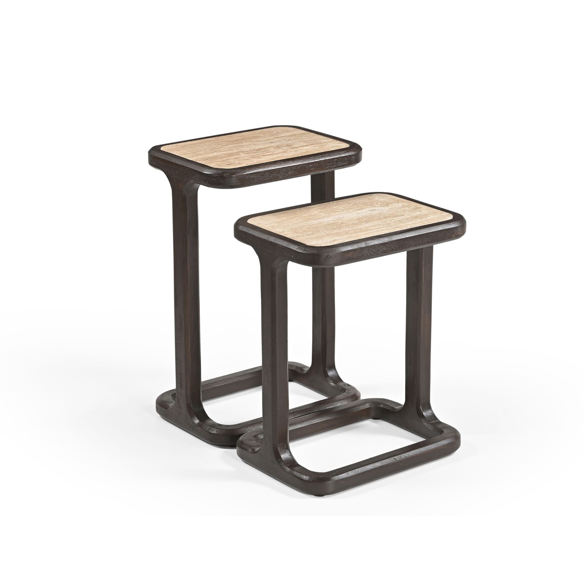 Bijzettafel Arvid Bruin Travertin 58 cm