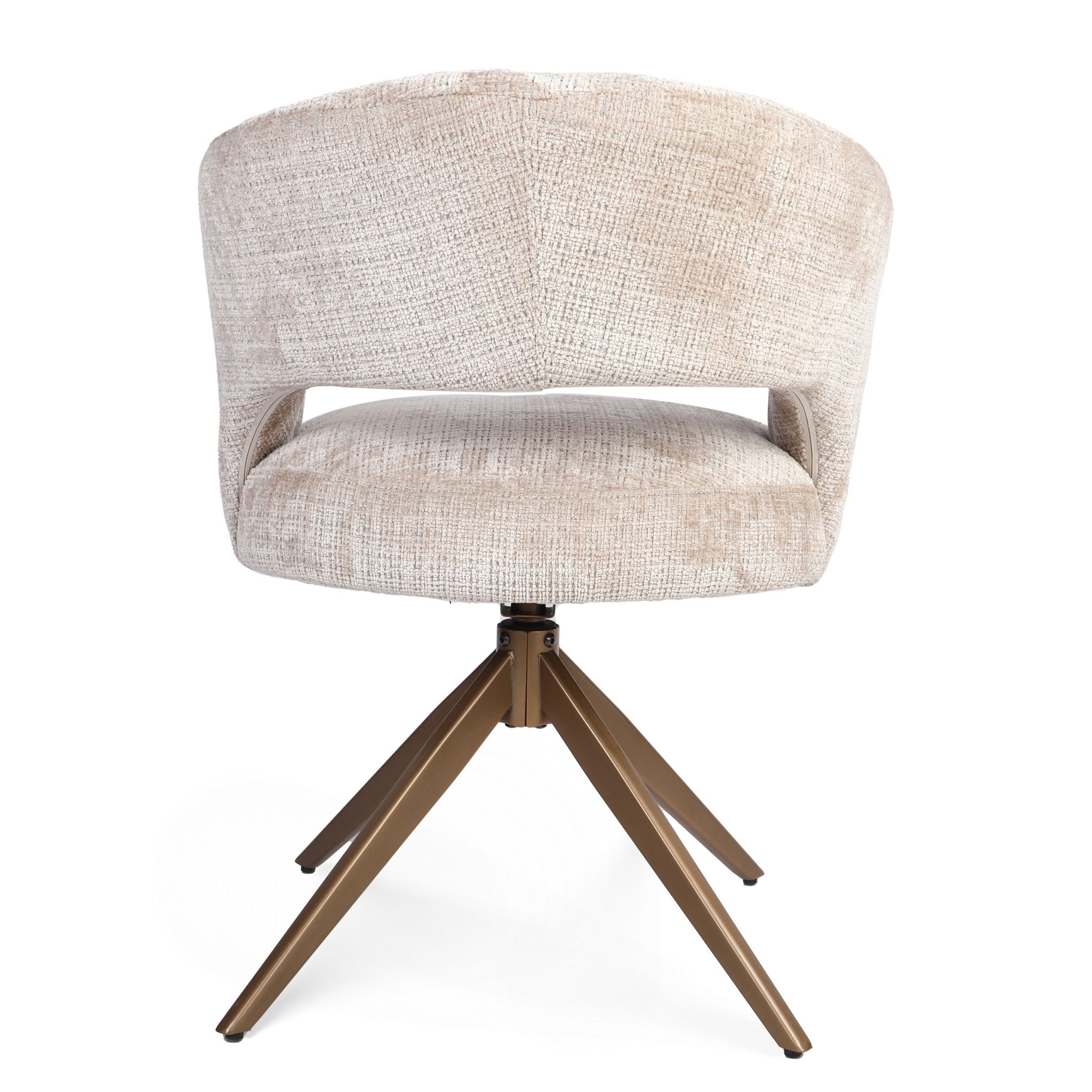 Draaibare eetkamerstoel Demi met armleuning Beige Poot Brons