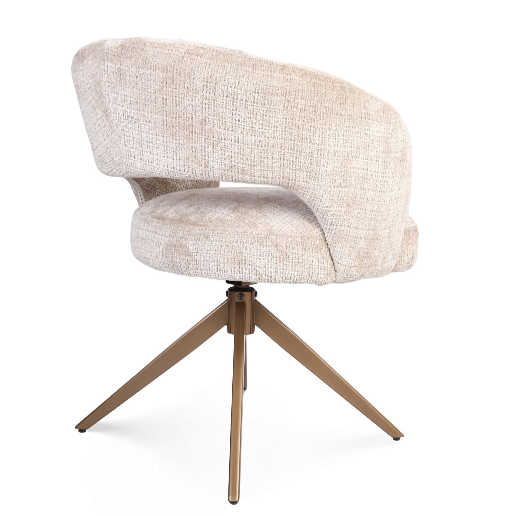 Demi eetkamerstoel Beige Cremona poot brons — Achteraanzicht