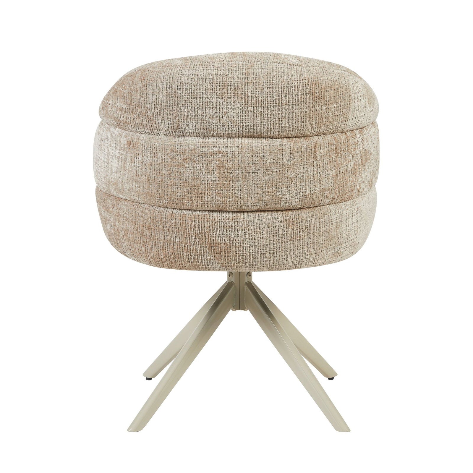 Draaibare Eetkamerstoel Bella Beige met Armleuning - detailfoto 4