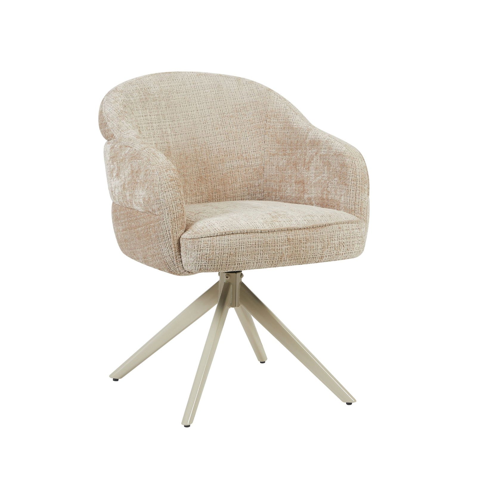 Draaibare Eetkamerstoel Bella Beige met Armleuning - detailfoto 5