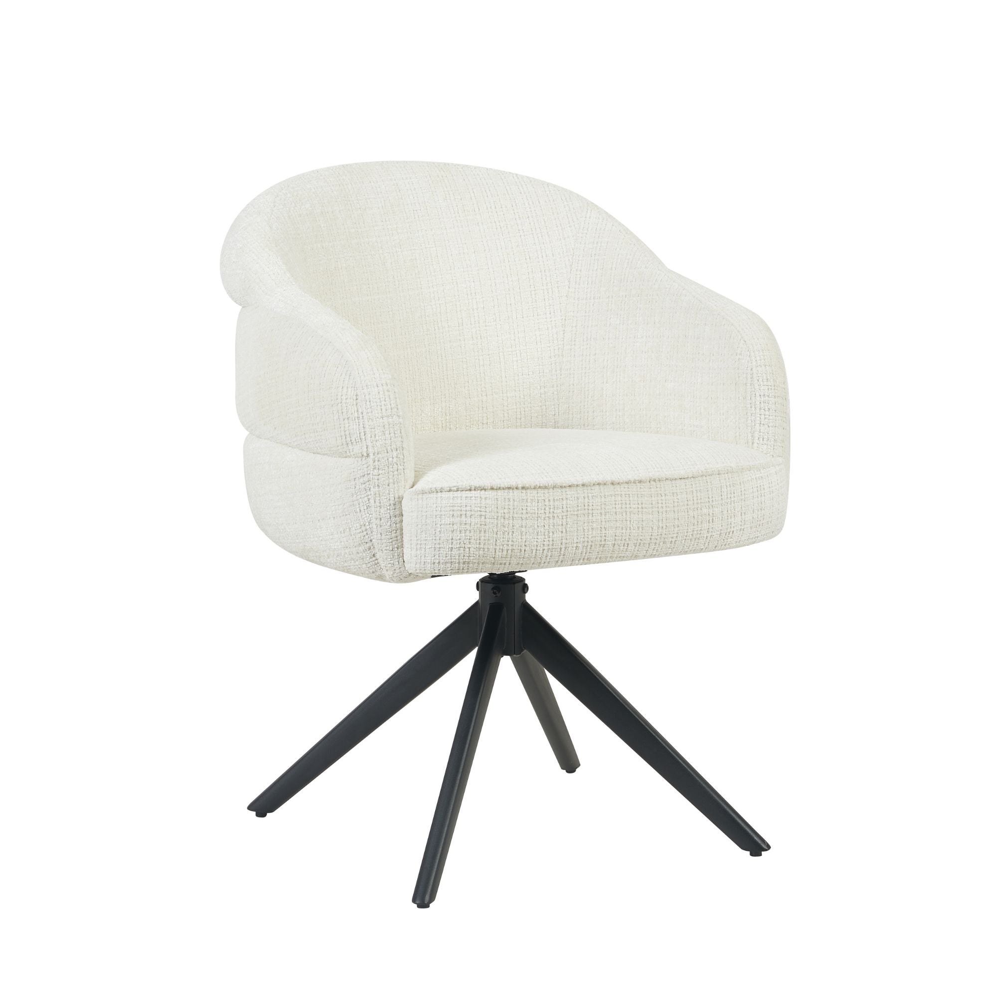 Draaibare eetkamerstoel Bella Off White Poot Zwart
