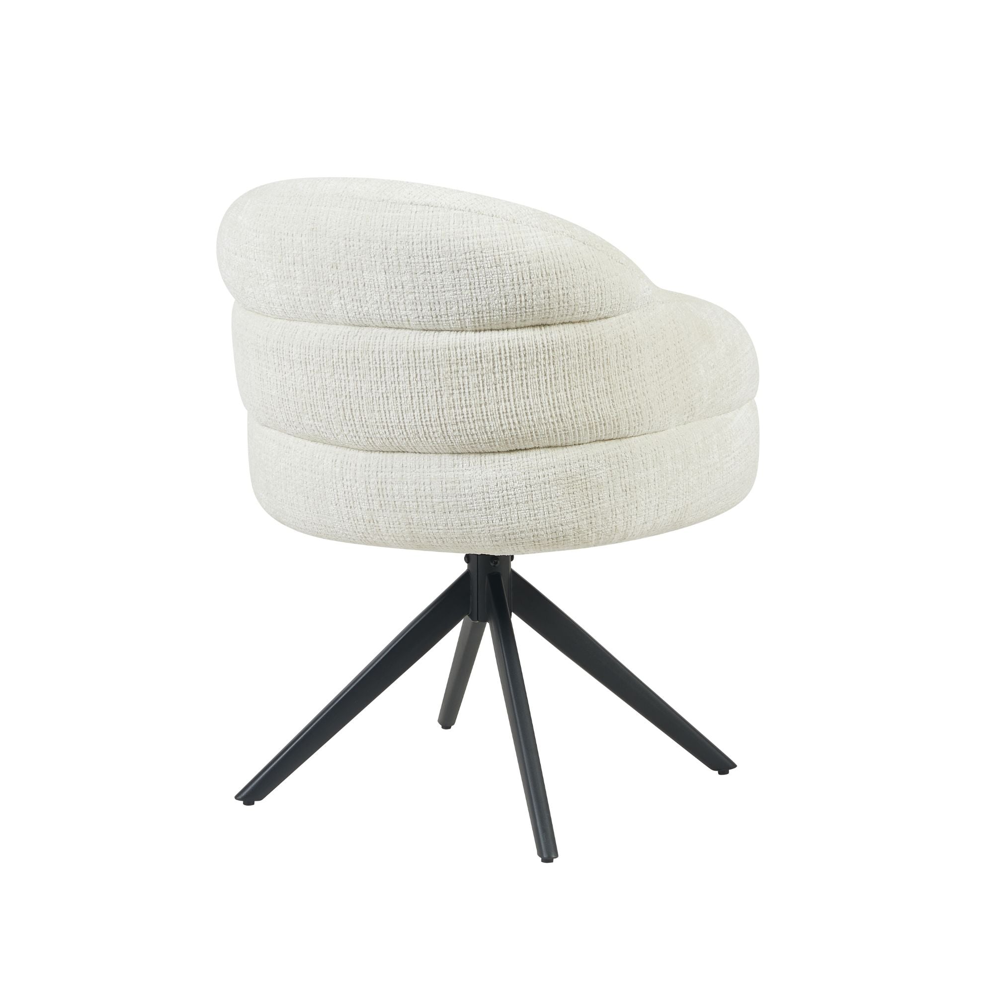 Draaibare eetkamerstoel Bella Off White Poot Zwart