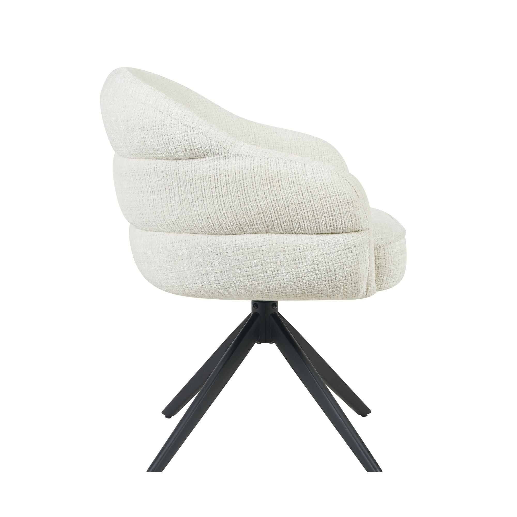 Draaibare eetkamerstoel Bella Off White Poot Zwart