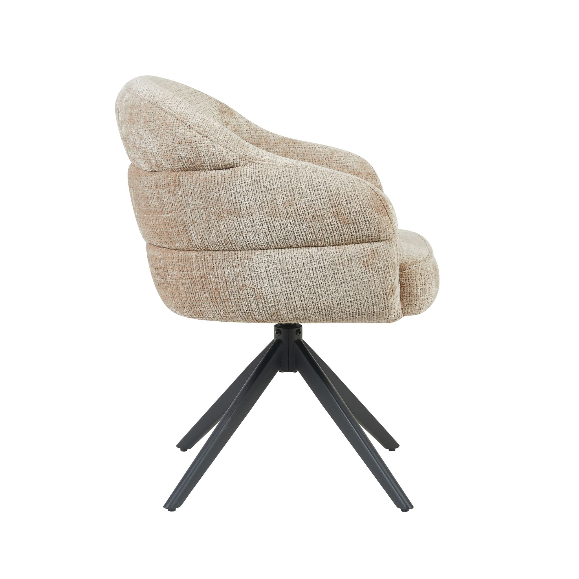 Draaibare eetkamerstoel Bella Beige Poot Zwart