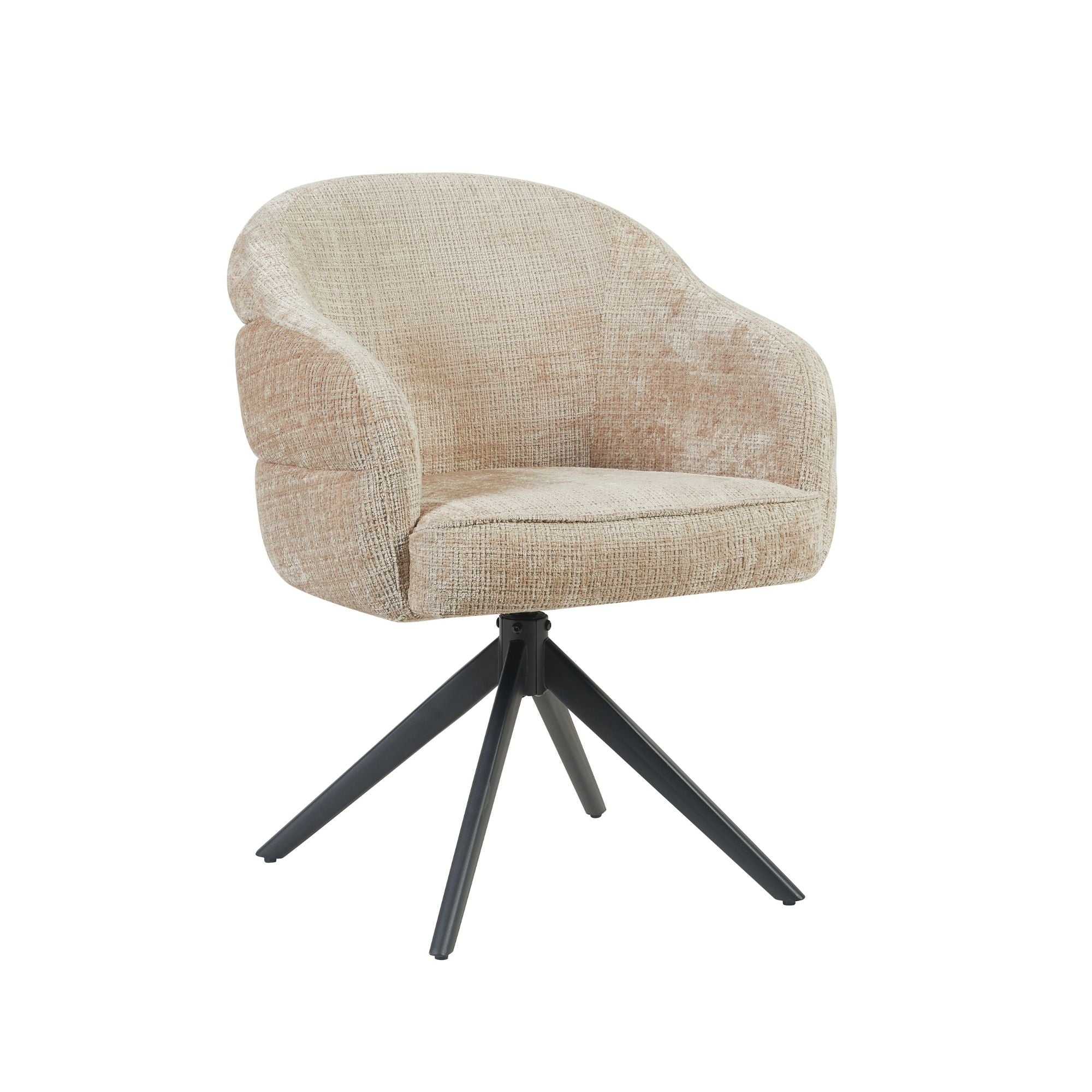 Draaibare eetkamerstoel Bella Beige Poot Zwart
