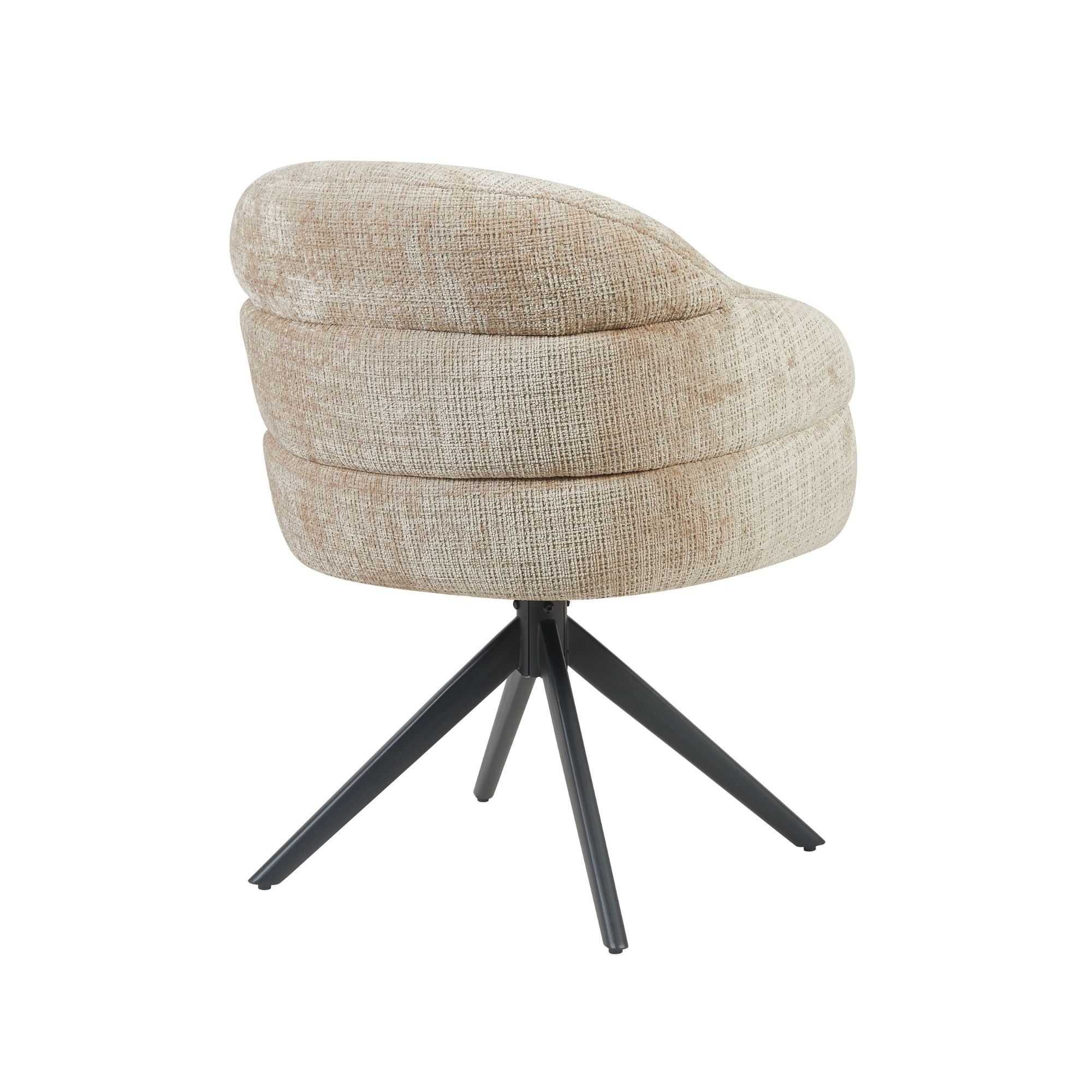 Draaibare eetkamerstoel Bella Beige Poot Zwart