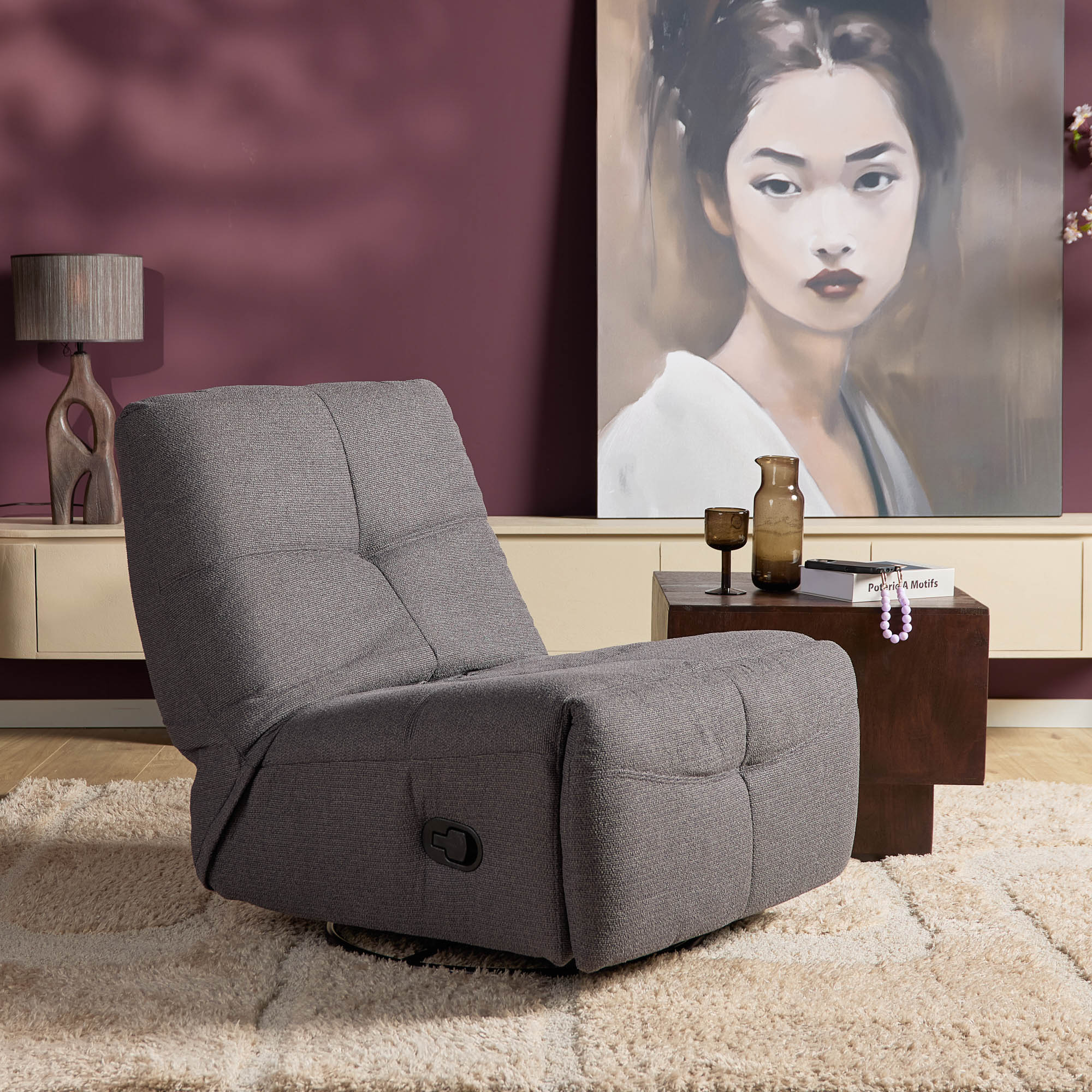 Relaxfauteuil Lazy | Draaibaar | Dark Grey