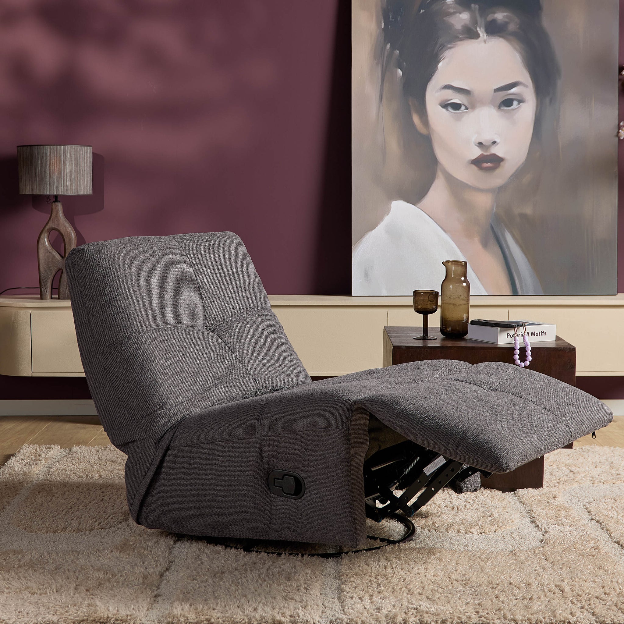 Relaxfauteuil Lazy | Draaibaar | Dark Grey