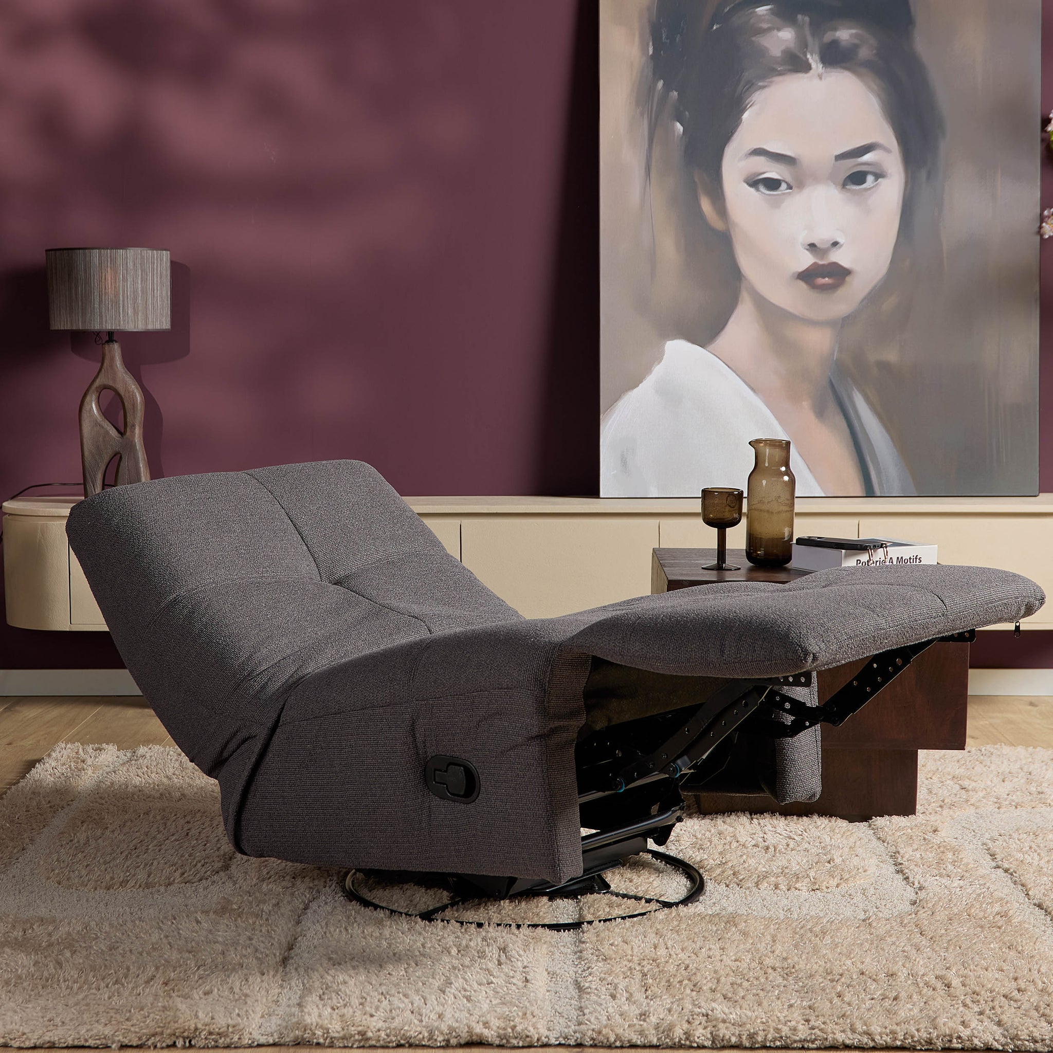 Relaxfauteuil Lazy | Draaibaar | Dark Grey