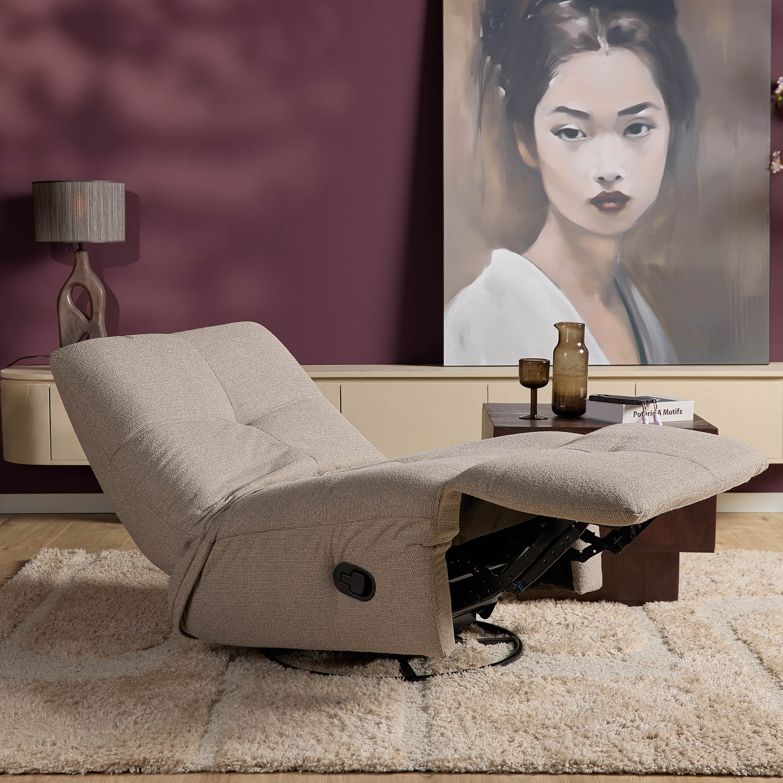 Relaxfauteuil Lazy  I Draaibaar | Taupe
