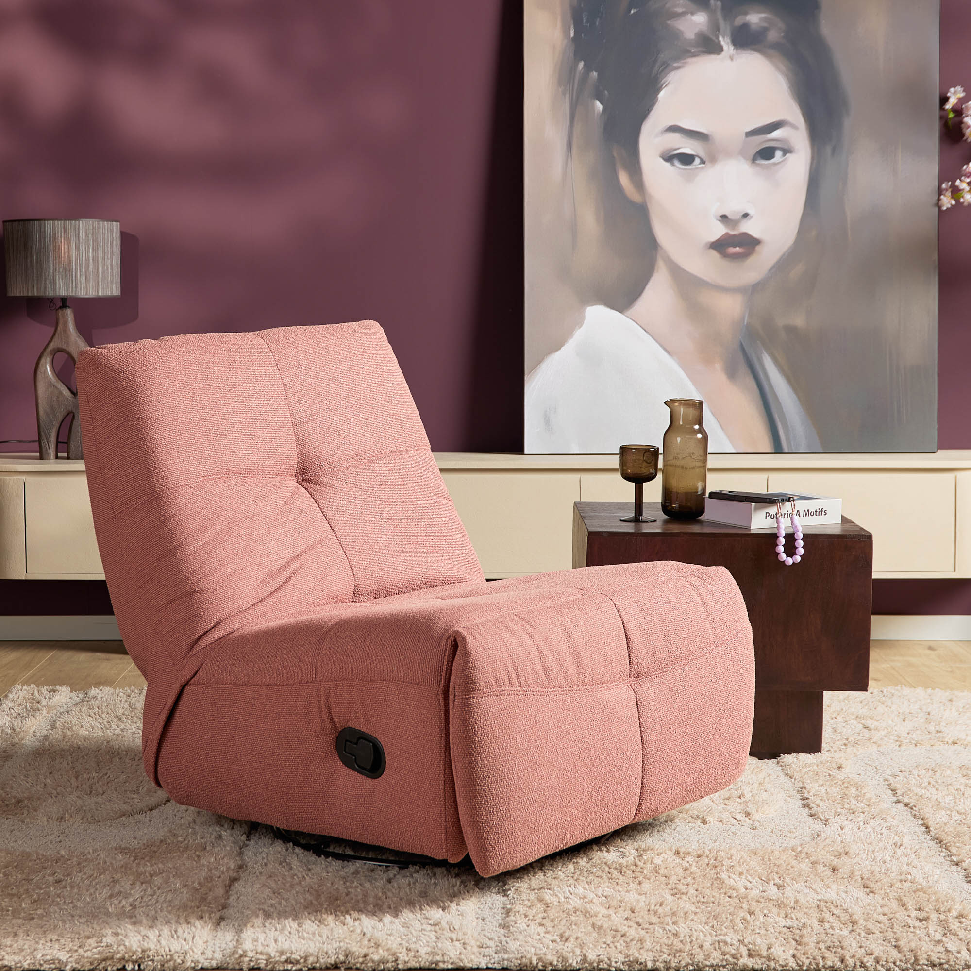 Relaxfauteuil Lazy | Draaibaar |  Pink