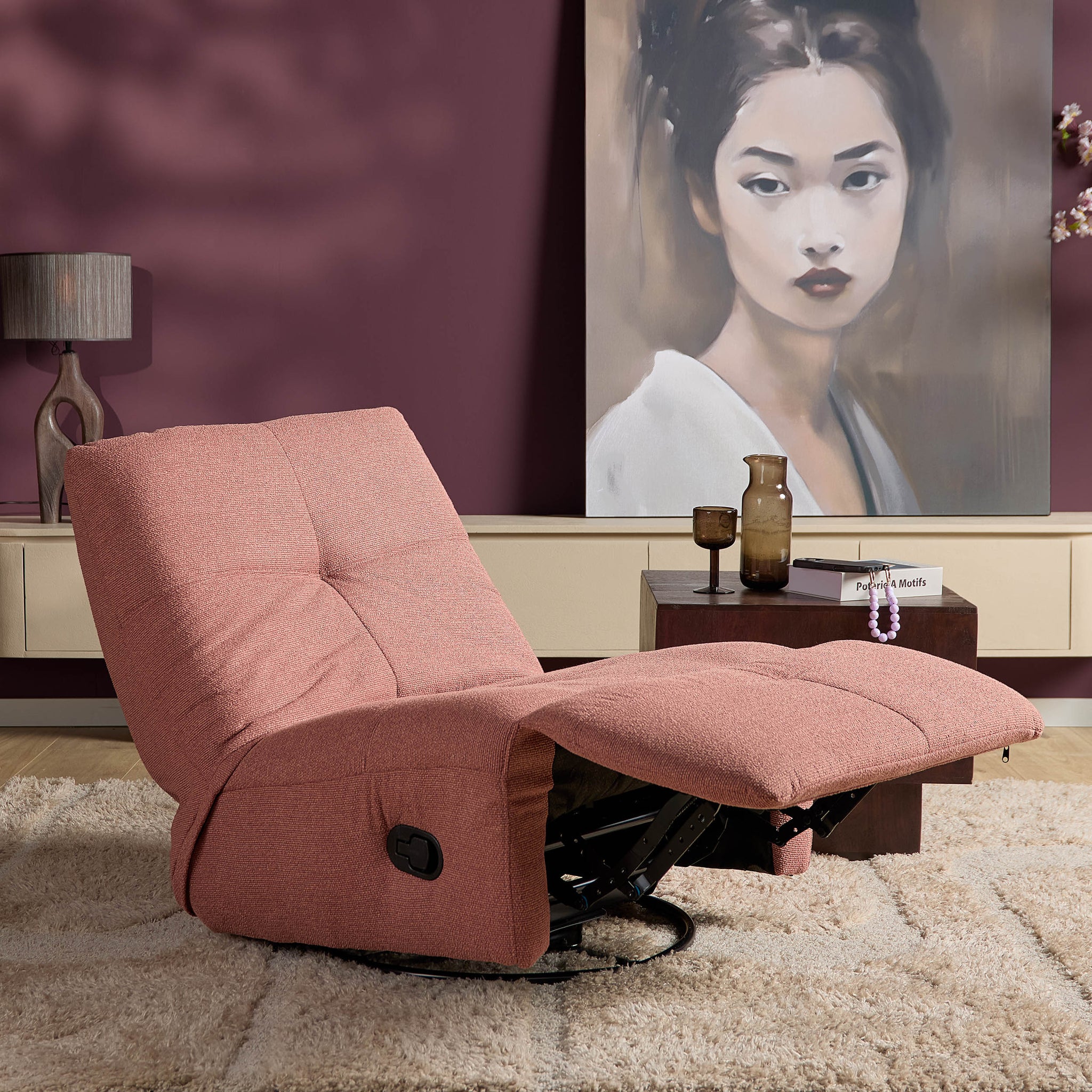 Relaxfauteuil Lazy | Draaibaar |  Pink