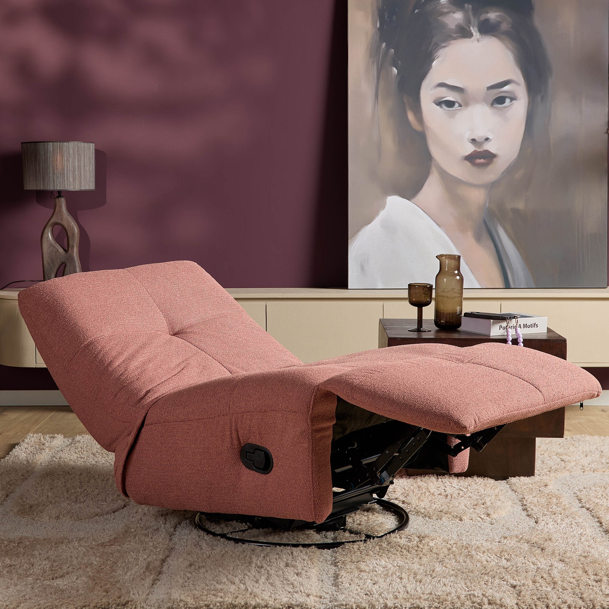 Relaxfauteuil Lazy | Draaibaar |  Pink