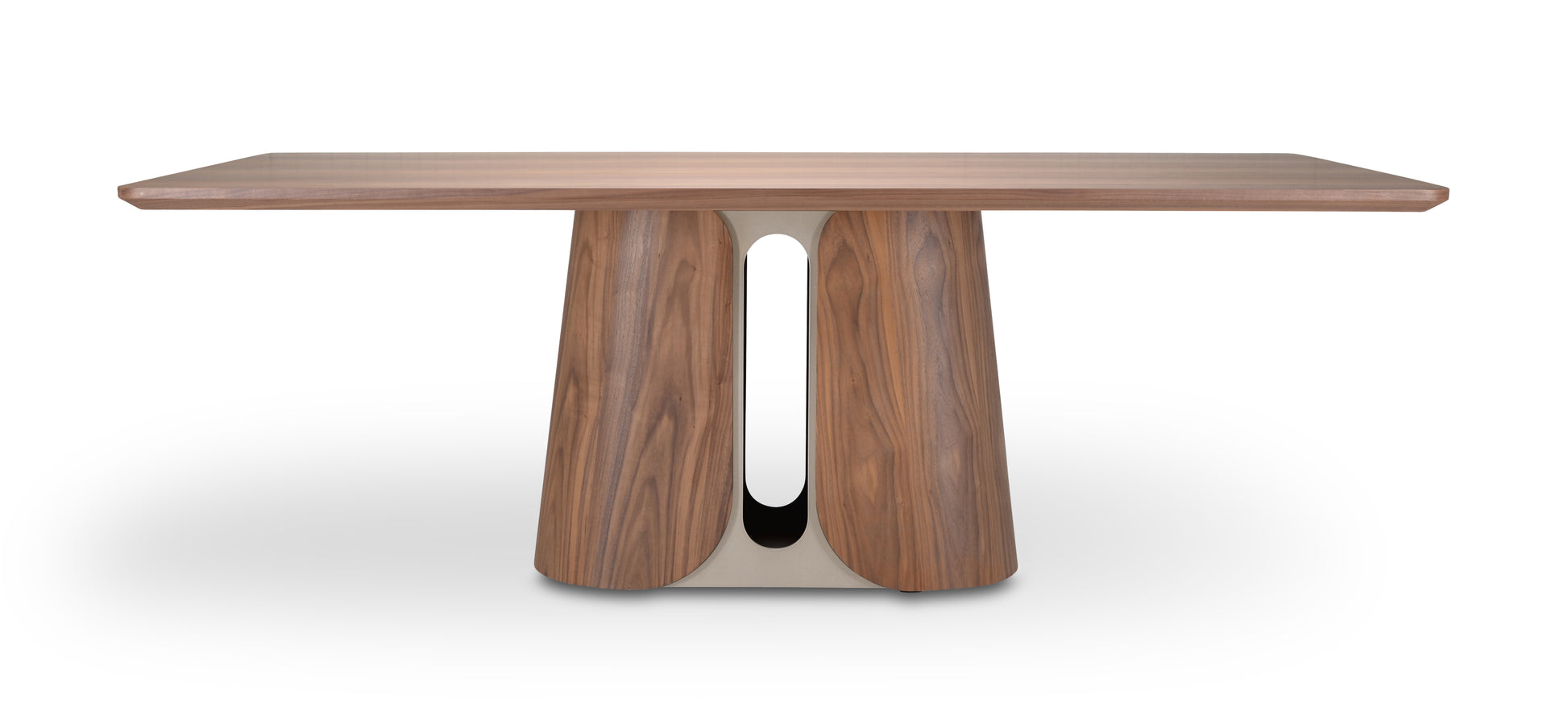Eettafel Sakura 012 Afgeronde Hoeken 220x110x76 Walnoot Poot Bronze