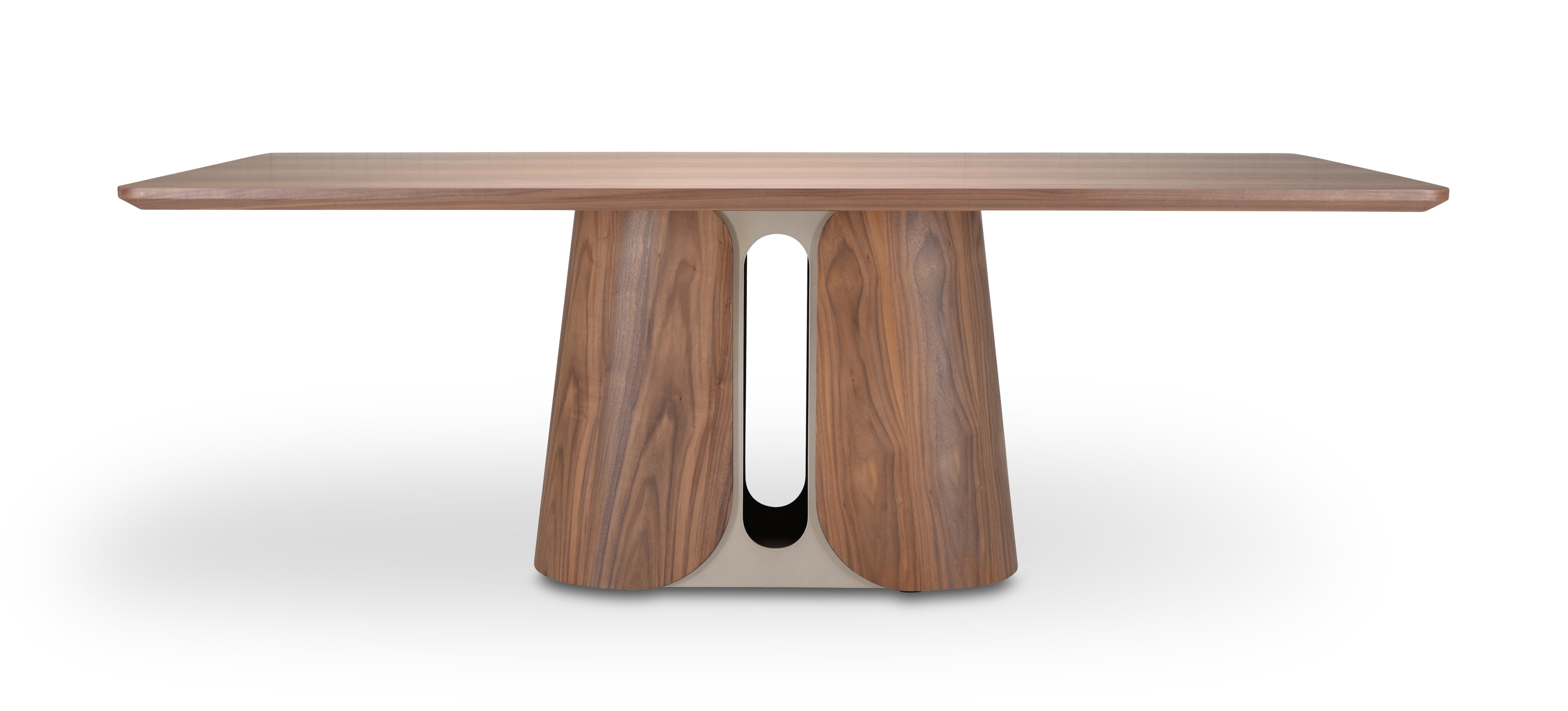 Eettafel Sakura 012 Afgeronde Hoeken 220x110x76 Walnoot Poot Bronze