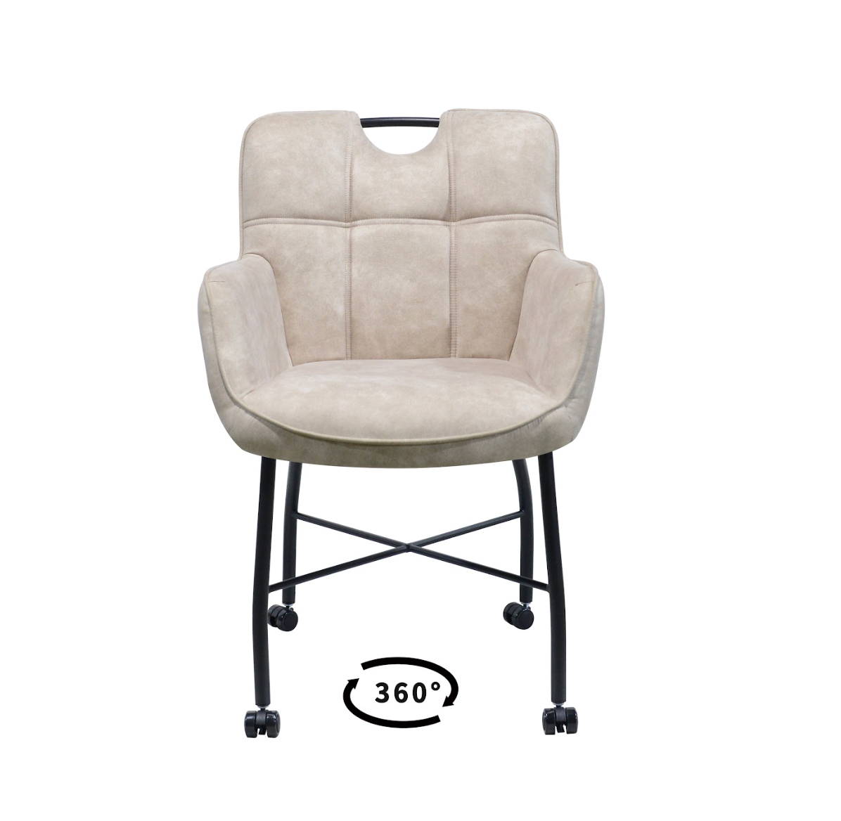 Eetkamerstoel Wessel - Brace 23 Beige - Microstof / Eetkamerstoel met parketwielen