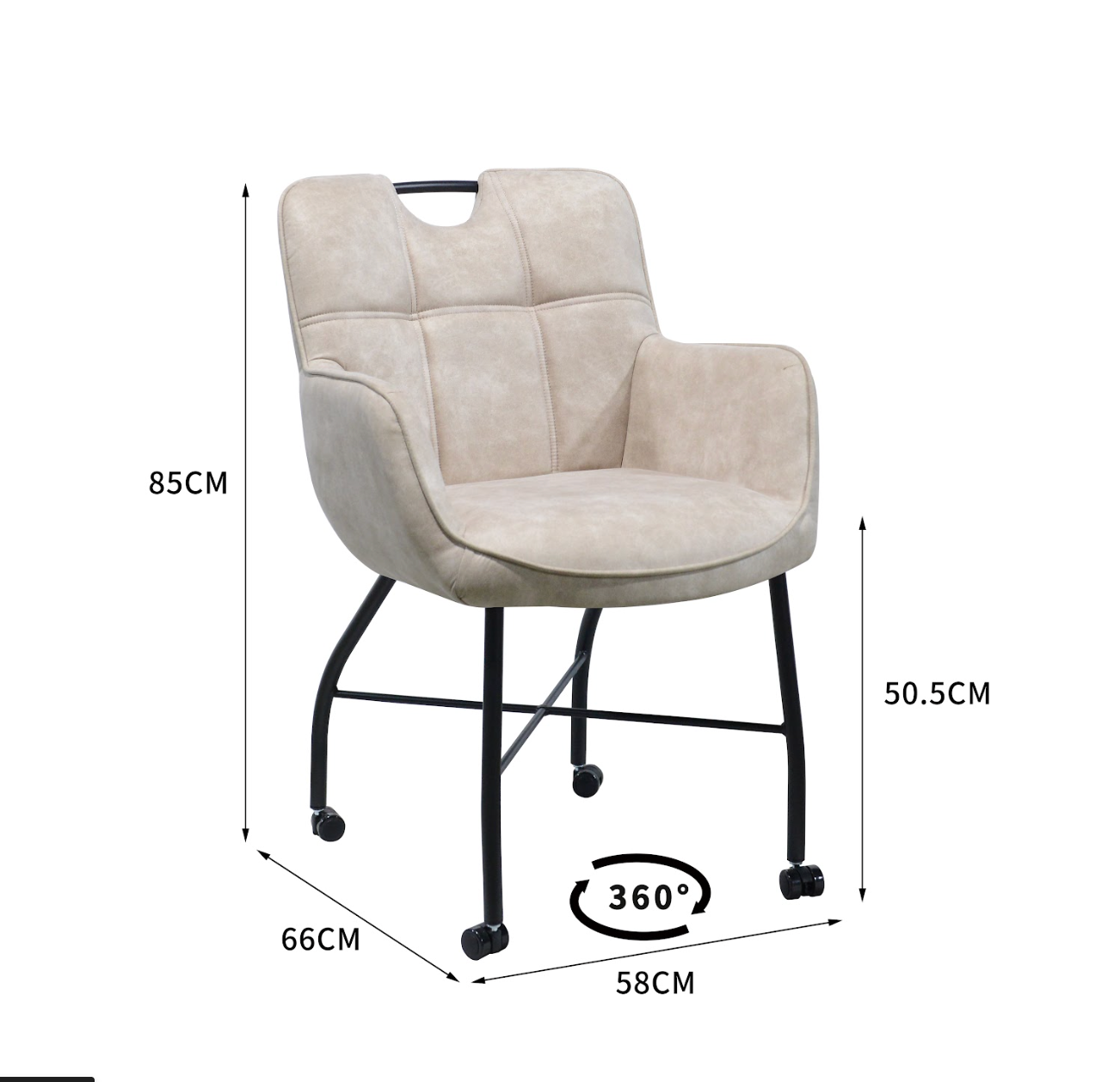 Eetkamerstoel Wessel - Brace 23 Beige - Microstof / Eetkamerstoel met parketwielen