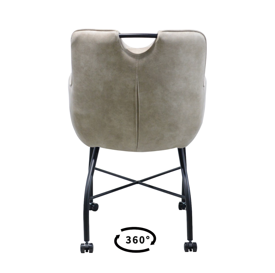 Eetkamerstoel Wessel - Brace 23 Beige - Microstof / Eetkamerstoel met parketwielen