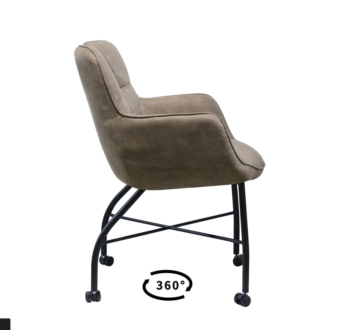Eetkamerstoel Wessel - Brace 35 Taupe - Microstof / Eetkamerstoel met parketwielen