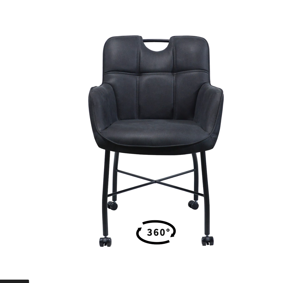 Eetkamerstoel Wessel - Brace 16 Antraciet - Microstof / Eetkamerstoel met parketwielen