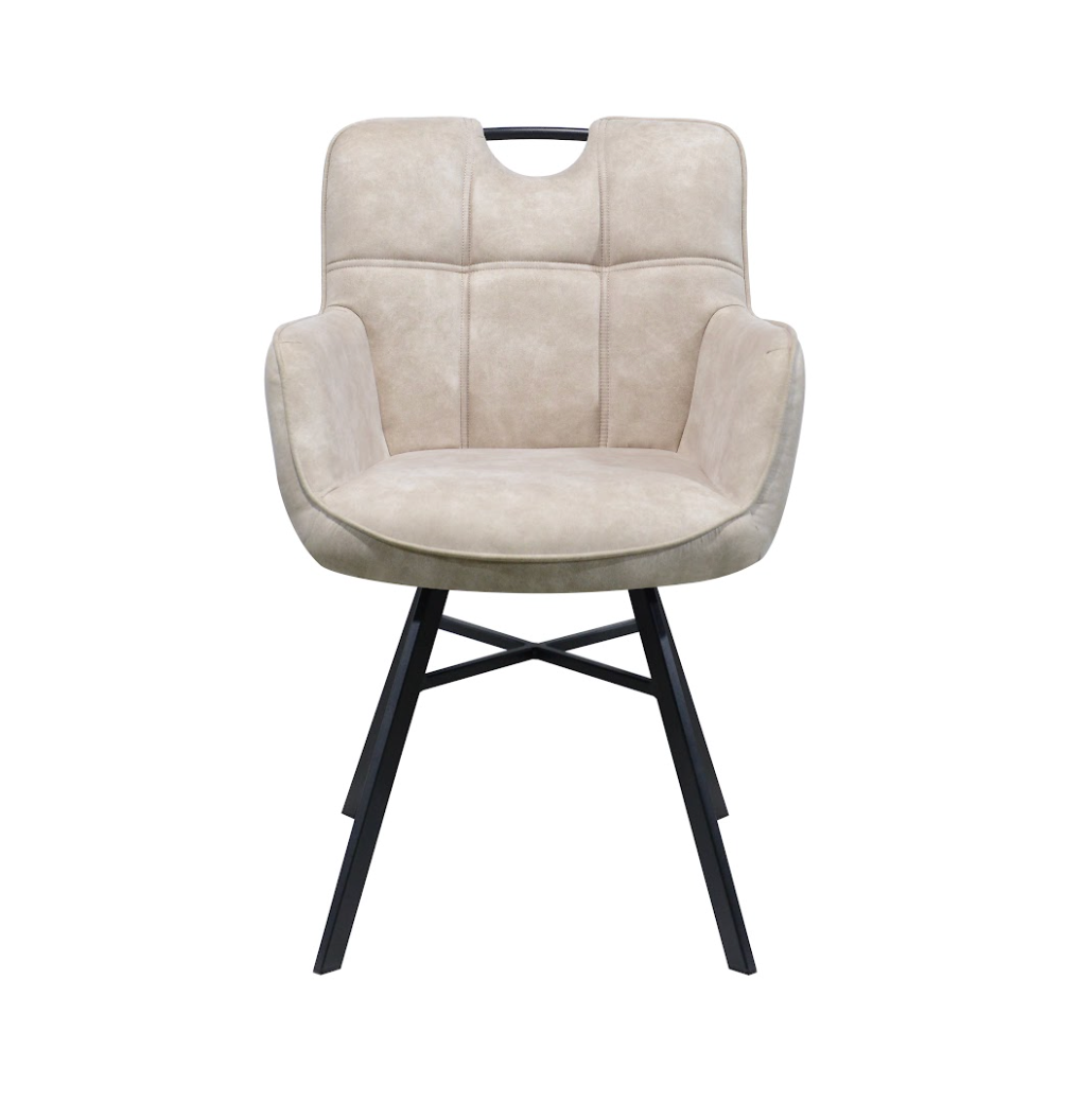Eetkamerstoel Verona - Brace 23  Beige - Microstof / Eetkamerstoel met armleuning